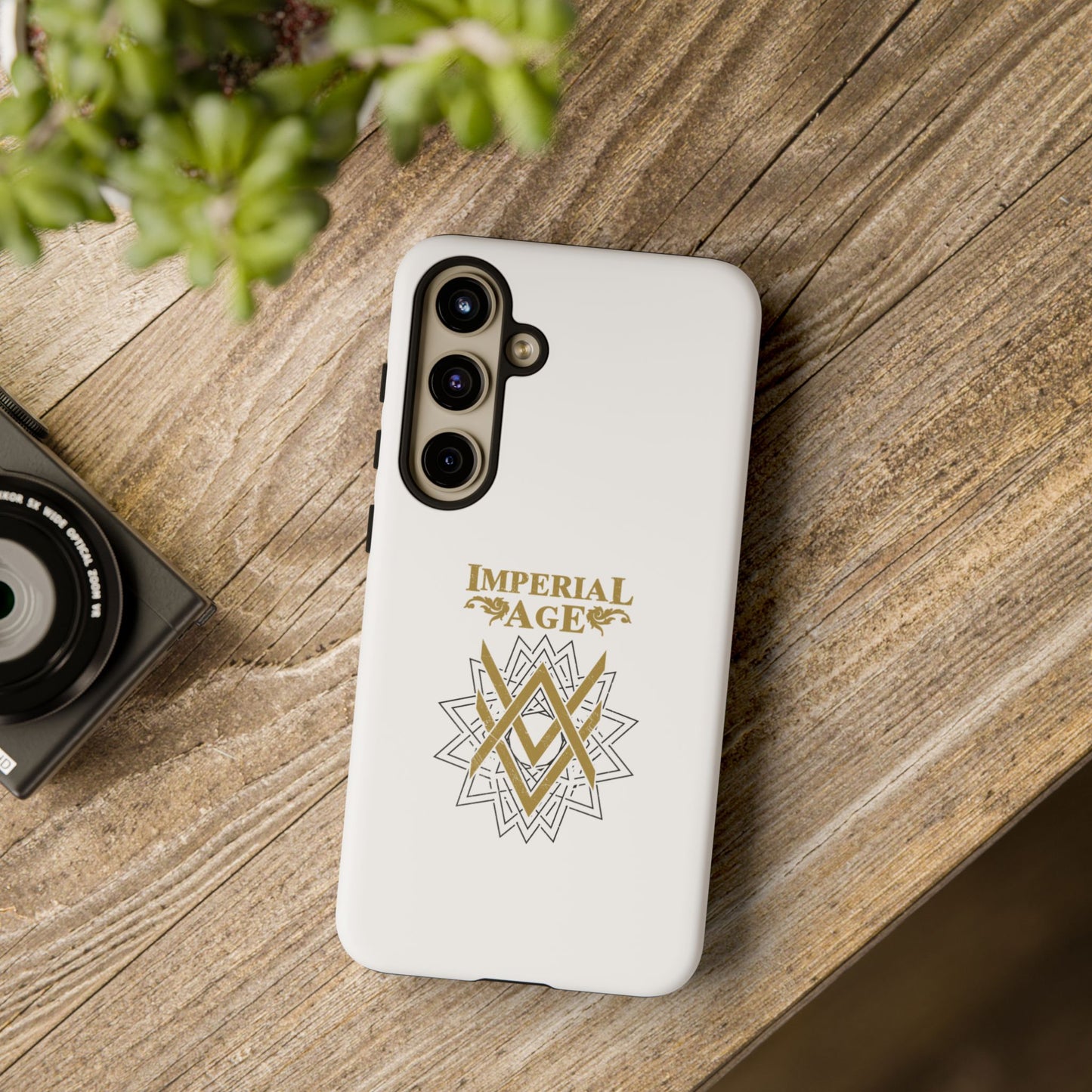 SUMMER COLLECTION - Tough Samsung Galaxy Case White (Gold-Black Print)