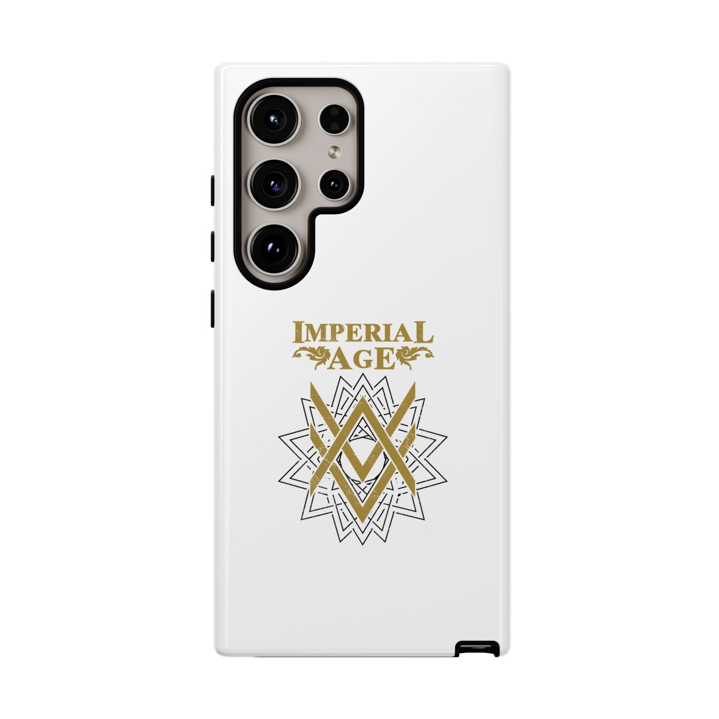 SUMMER COLLECTION - Tough Samsung Galaxy Case White (Gold-Black Print)