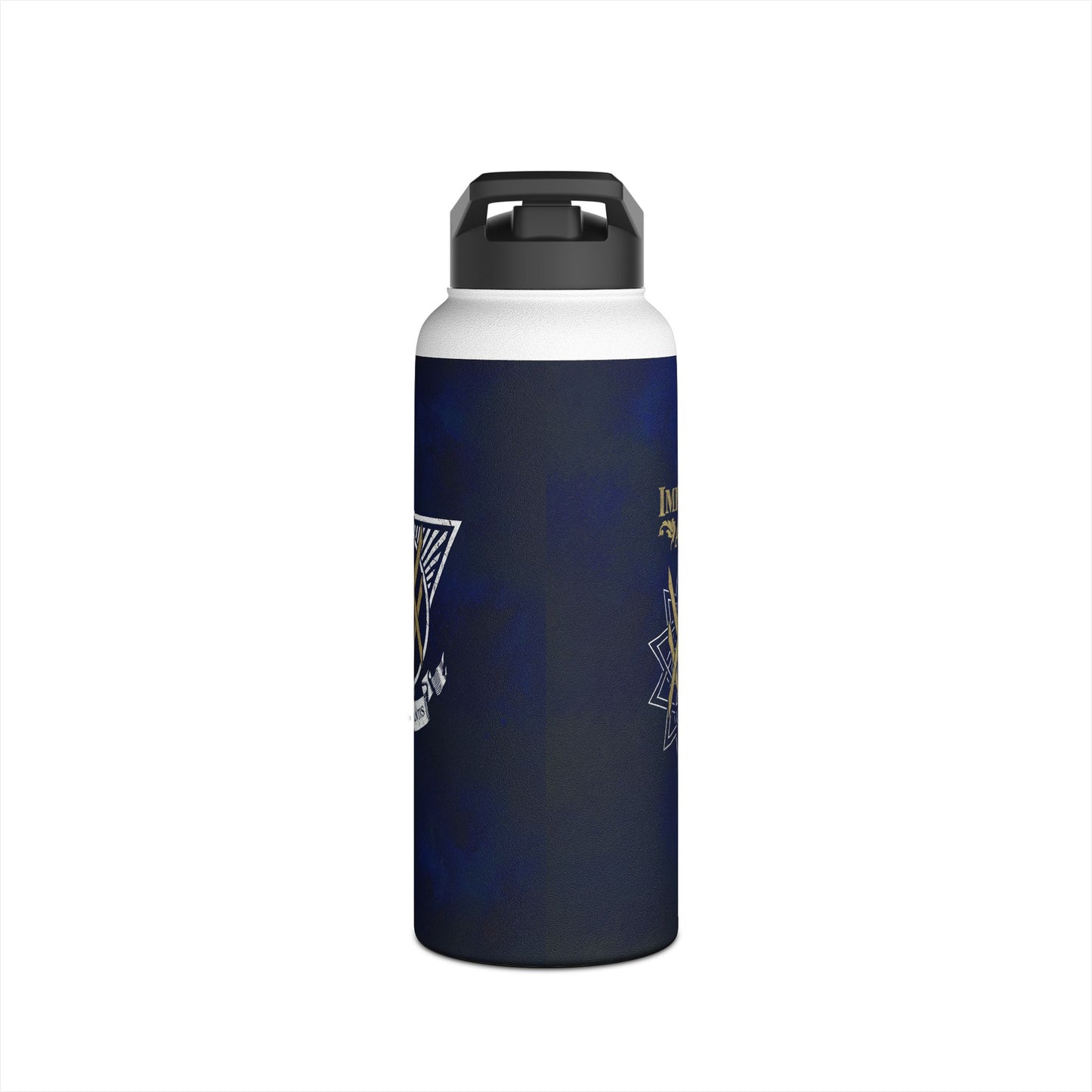 SUMMER COLLECTION - Steel Water Bottle Navy (Gold-White Print)