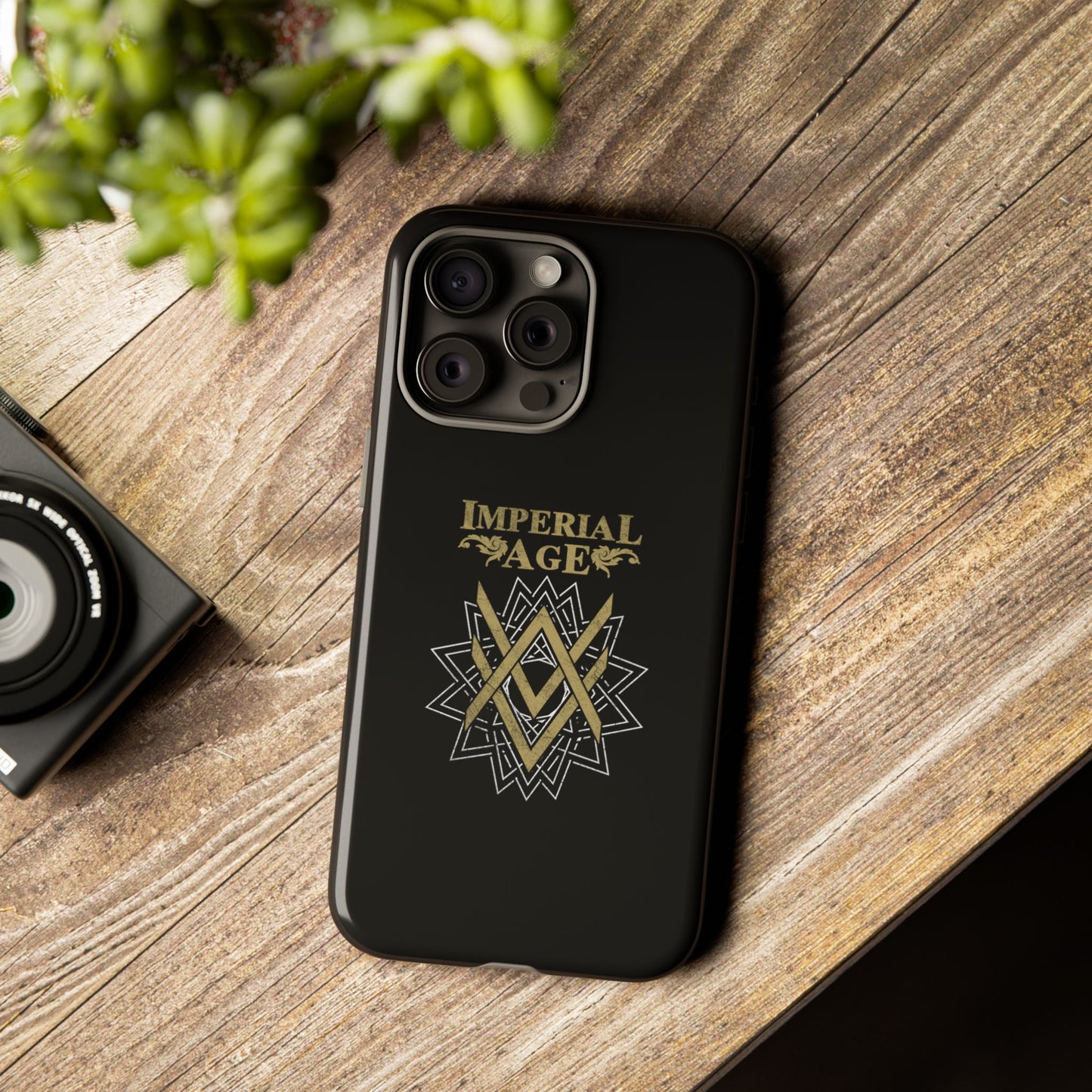 SUMMER COLLECTION - Tough iPhone Case Black (Gold-White Print)