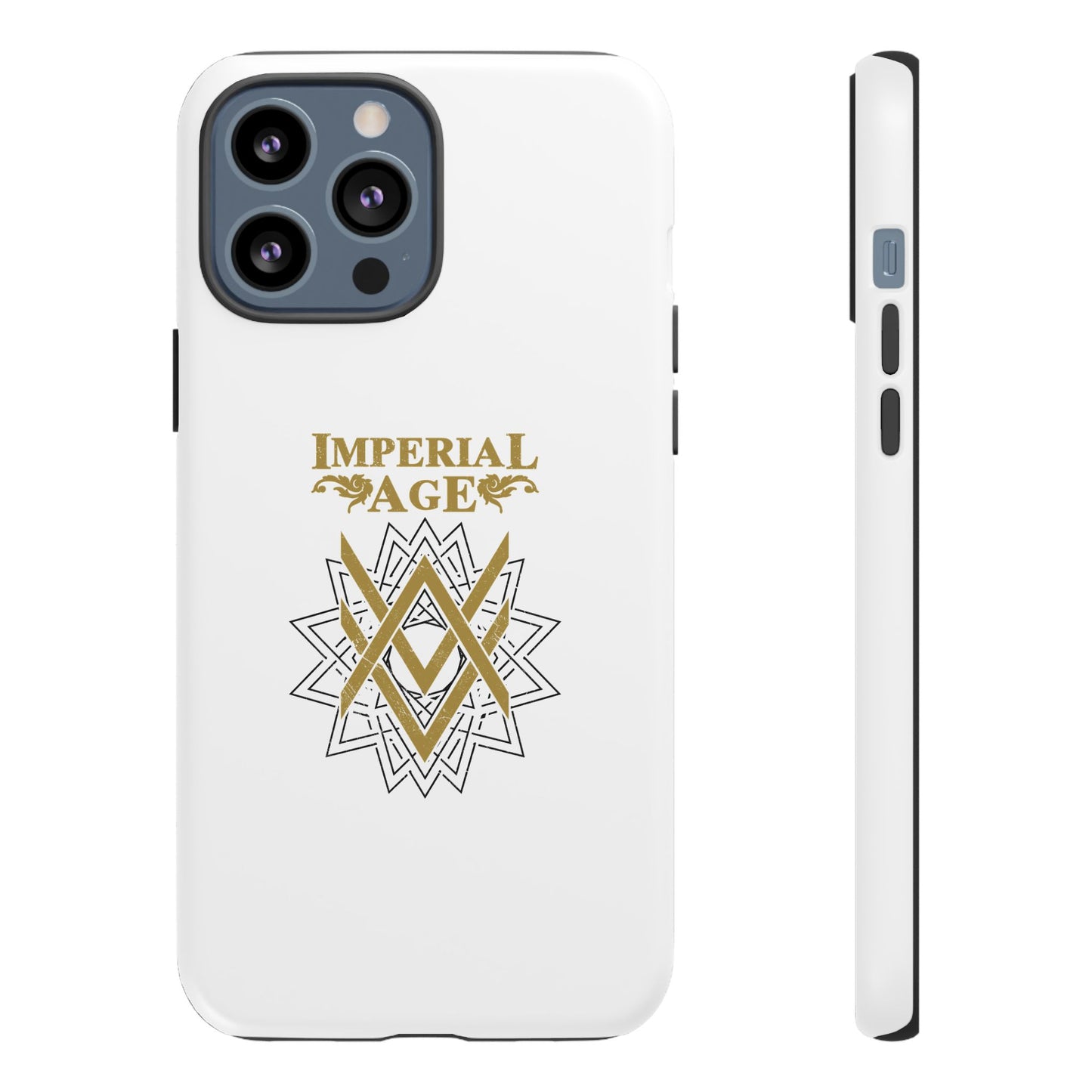 SUMMER COLLECTION - Tough iPhone Case White (Gold-Black Print)
