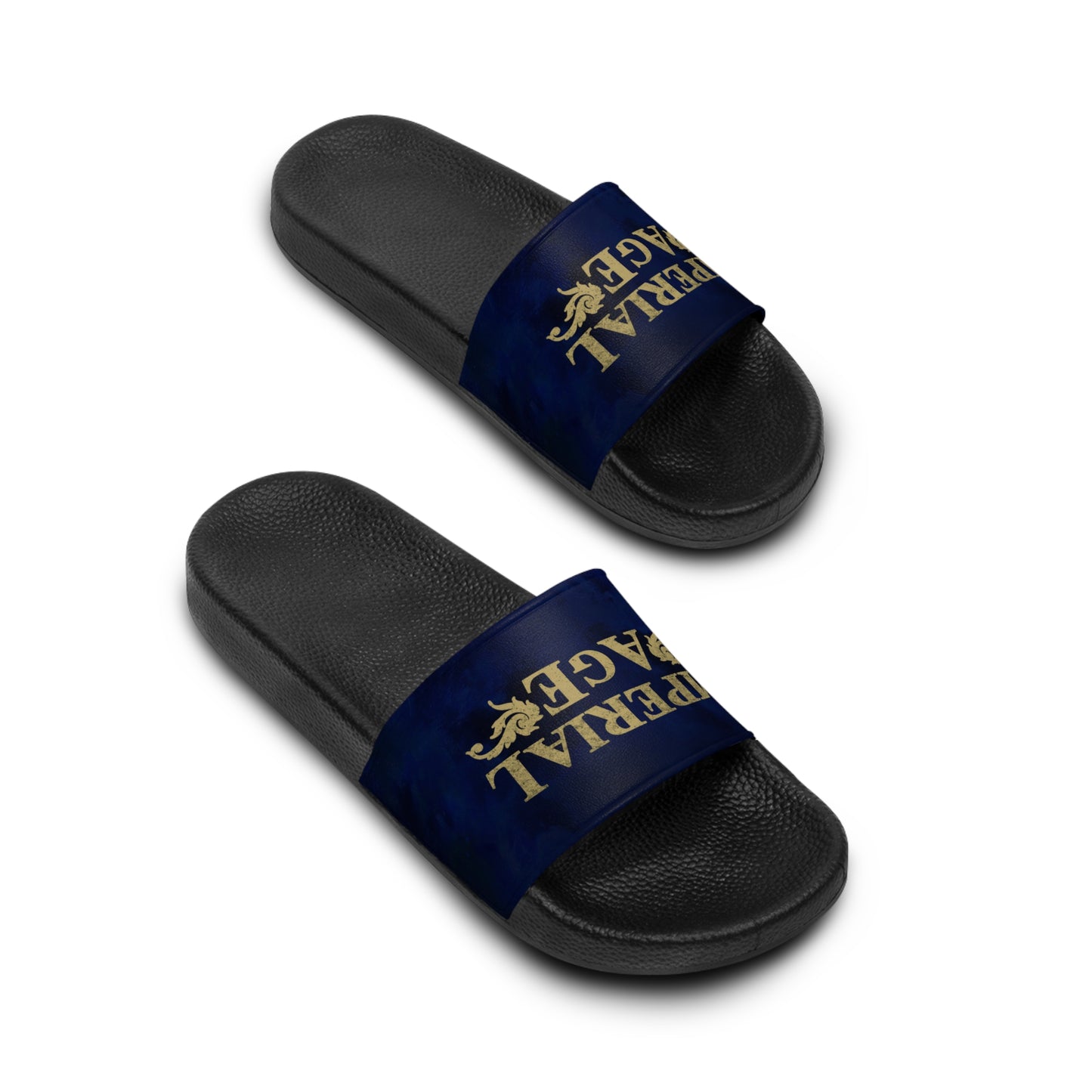 SUMMER COLLECTION - Slide Sandals Blue (Gold Print)