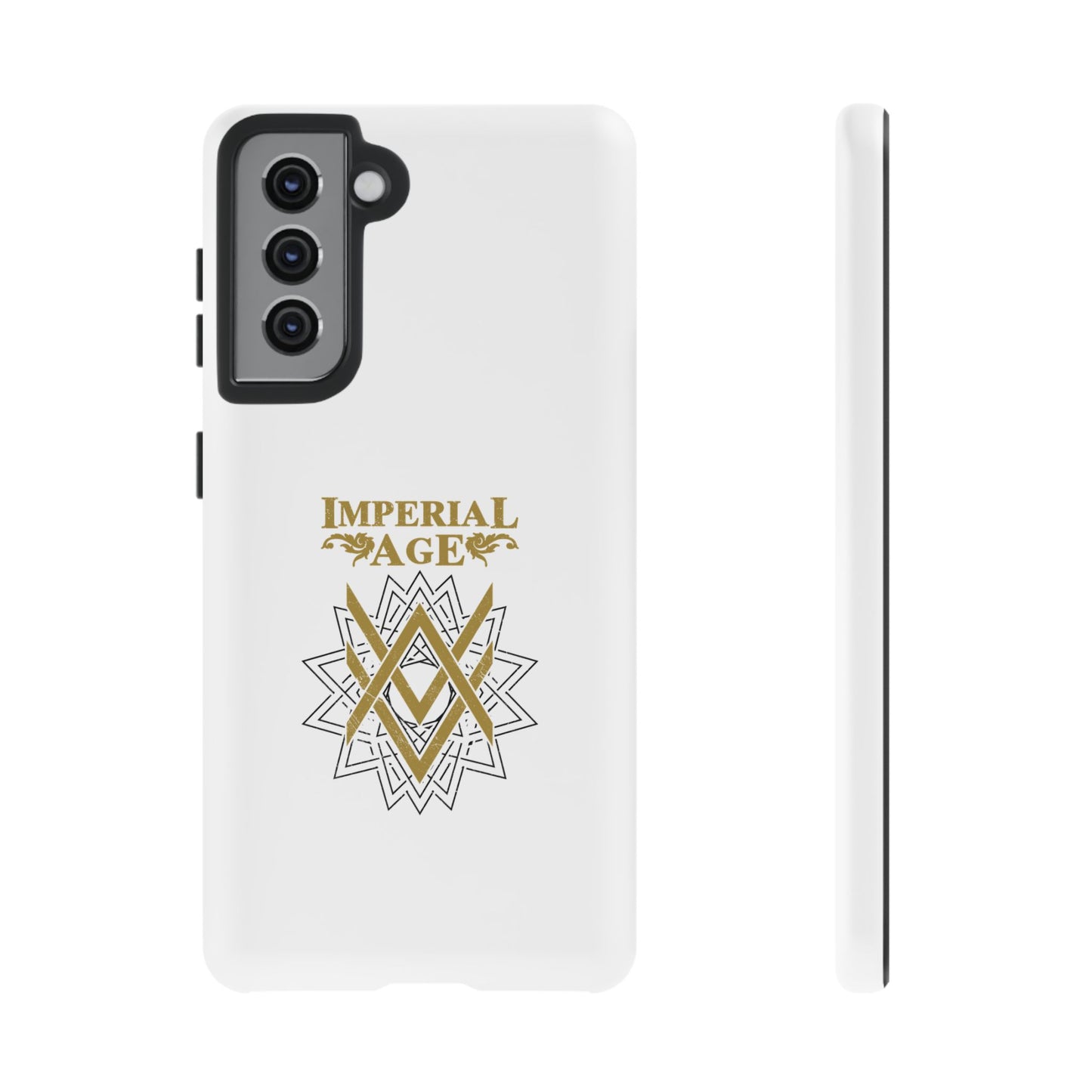 SUMMER COLLECTION - Tough Samsung Galaxy Case White (Gold-Black Print)