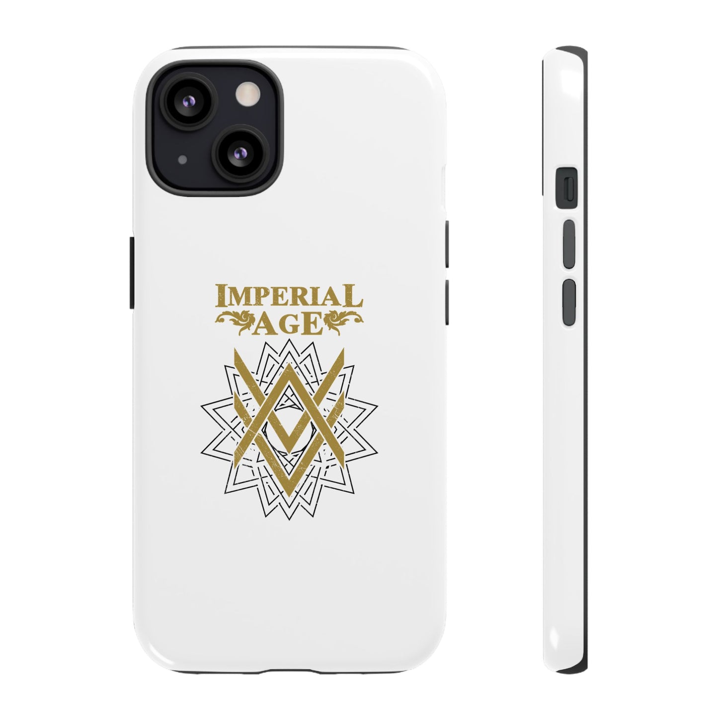 SUMMER COLLECTION - Tough iPhone Case White (Gold-Black Print)