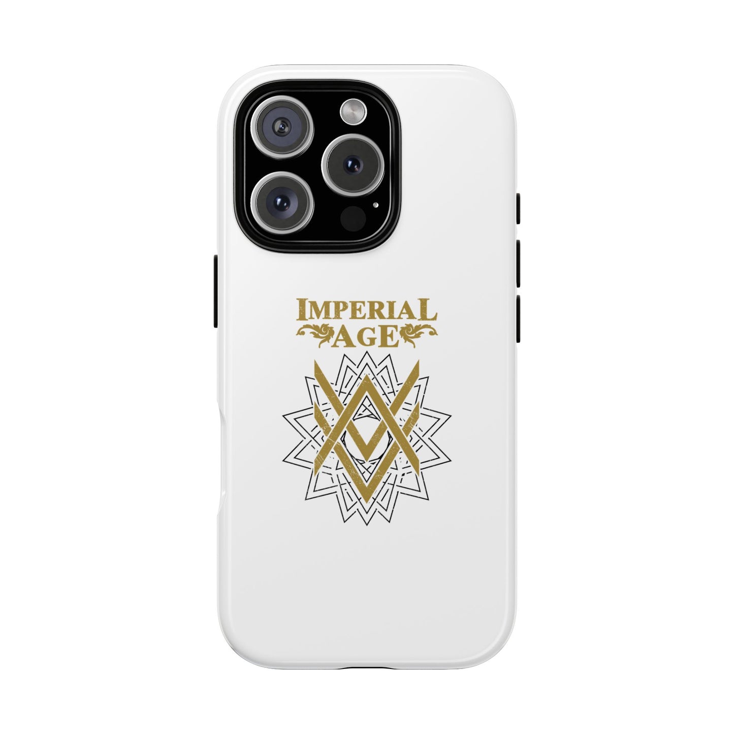 SUMMER COLLECTION - Tough iPhone Case White (Gold-Black Print)