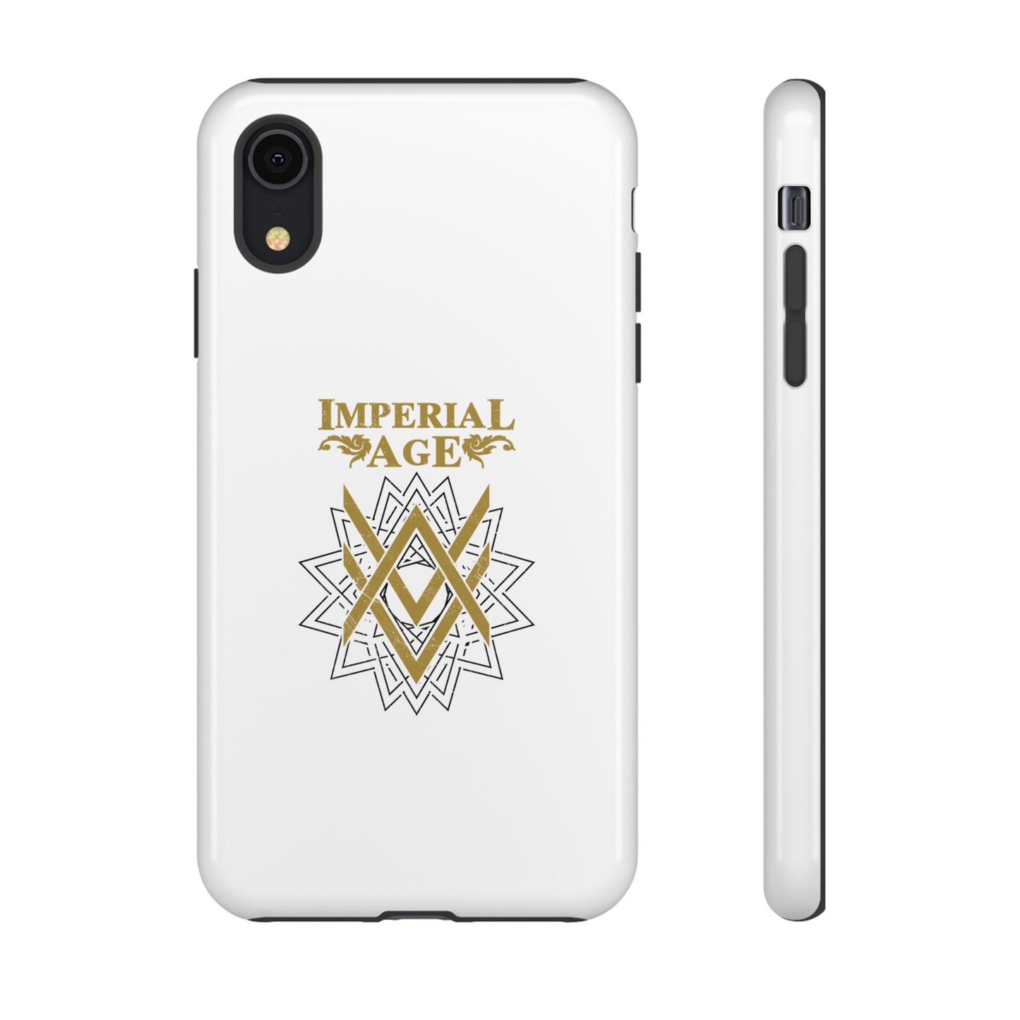SUMMER COLLECTION - Tough iPhone Case White (Gold-Black Print)