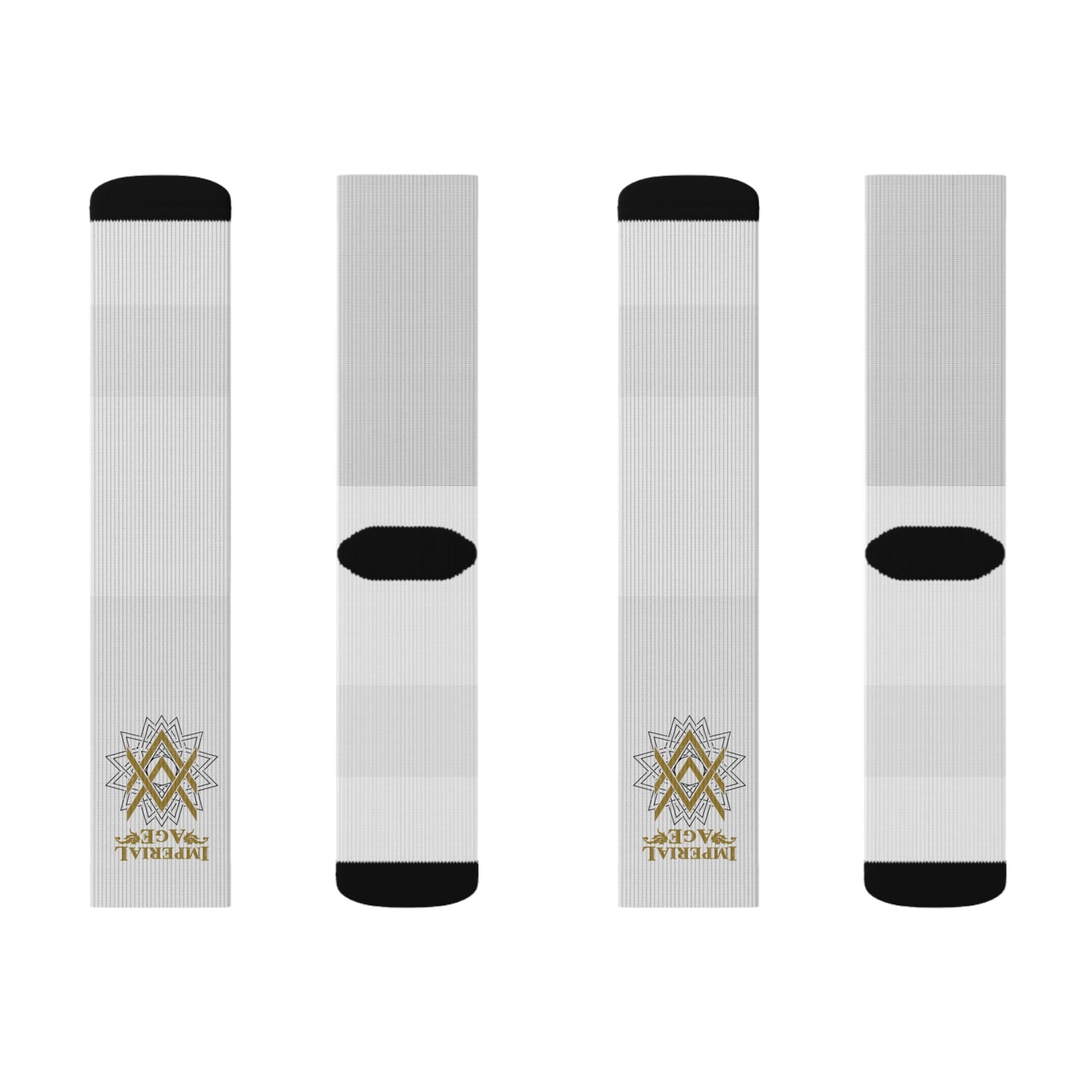 SUMMER COLLECTION - White Socks (Gold-Black Print)