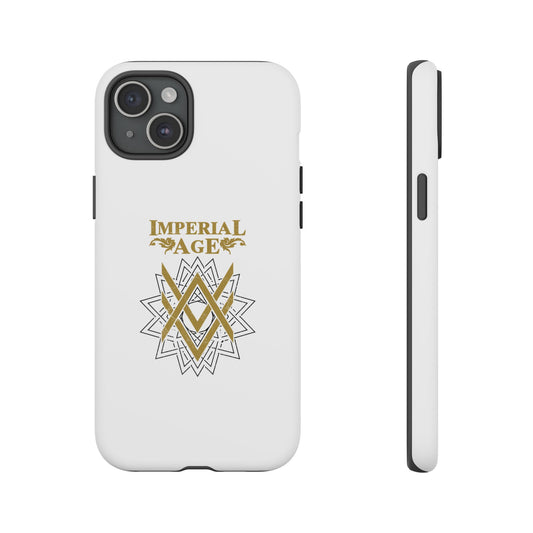 SUMMER COLLECTION - Tough iPhone Case White (Gold-Black Print)