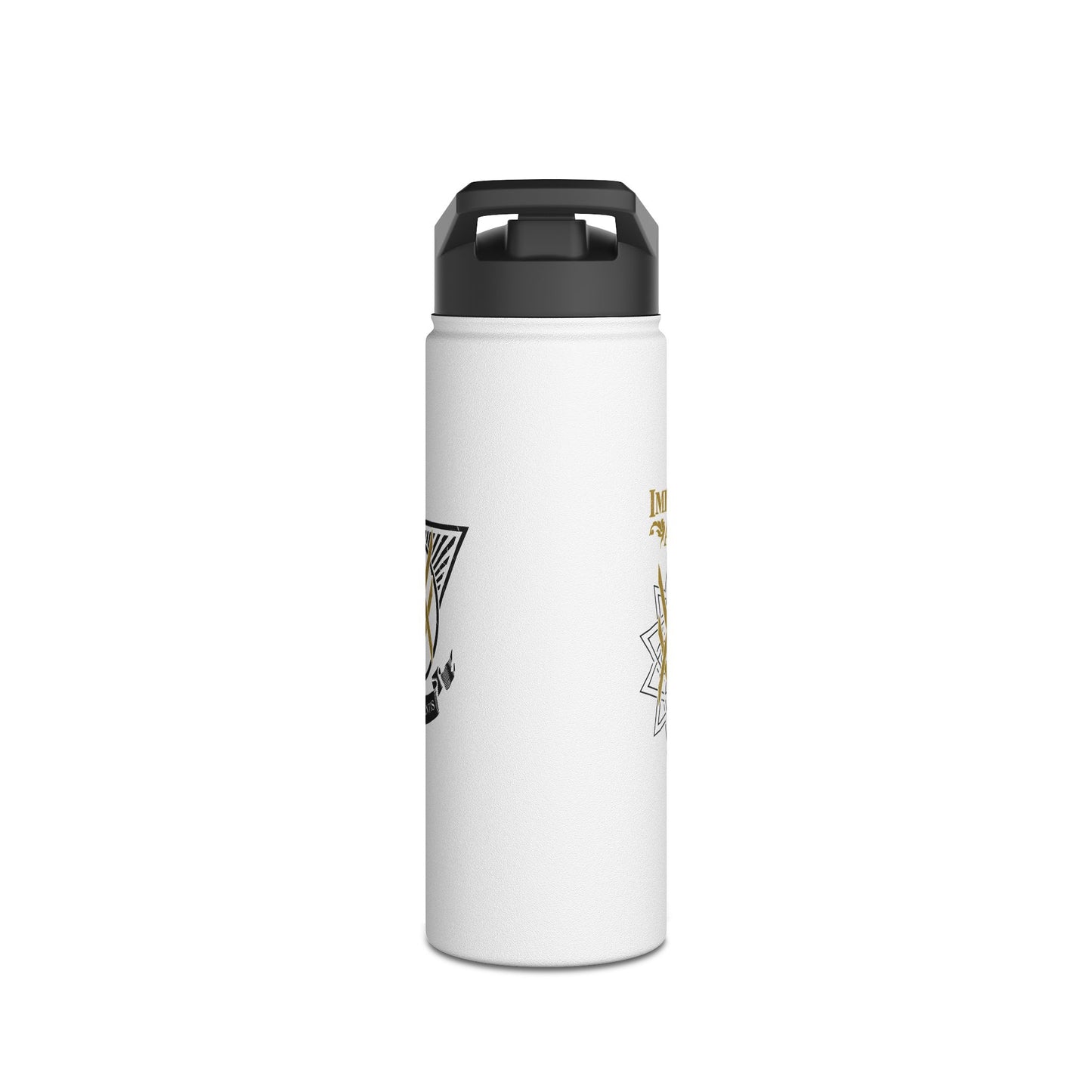 SUMMER COLLECTION - Steel Water Bottle White (Gold-Black Print)