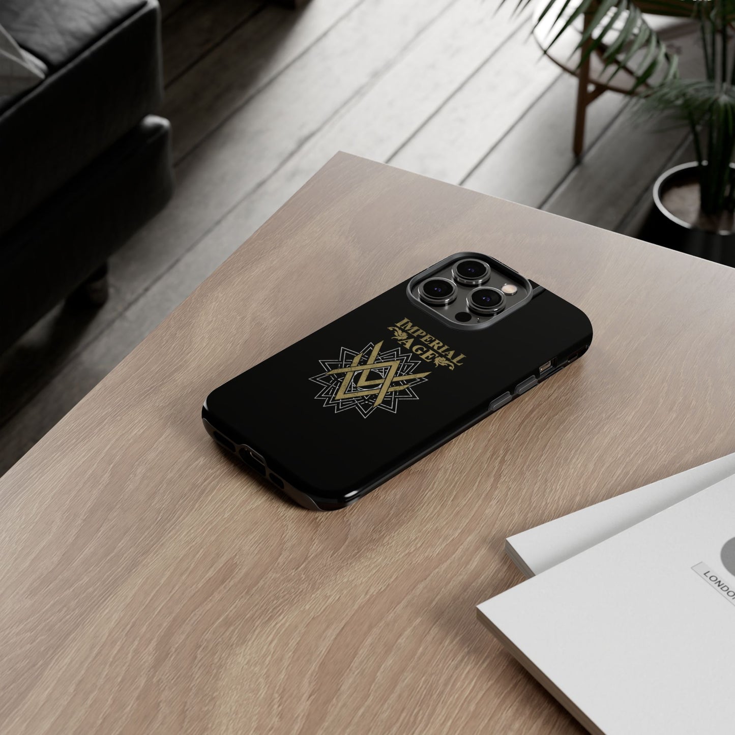SUMMER COLLECTION - Tough iPhone Case Black (Gold-White Print)