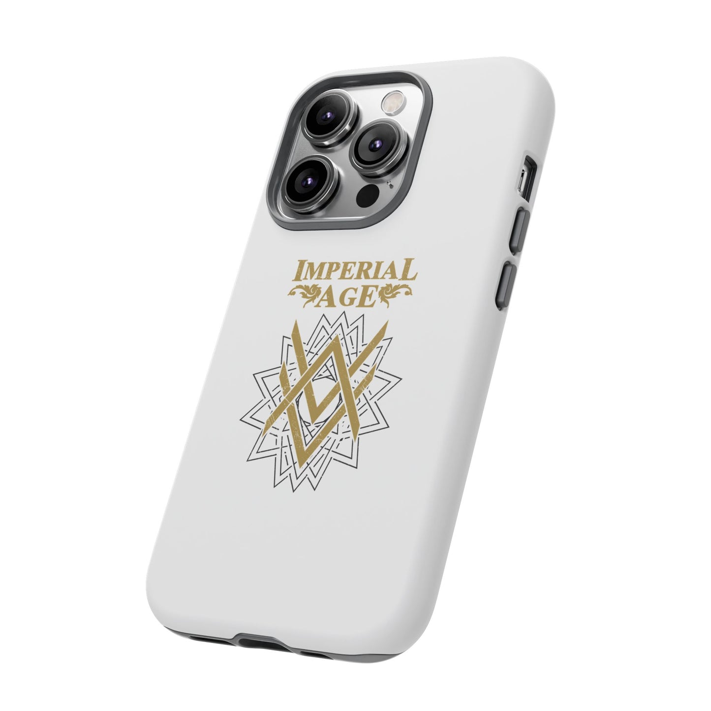 SUMMER COLLECTION - Tough iPhone Case White (Gold-Black Print)