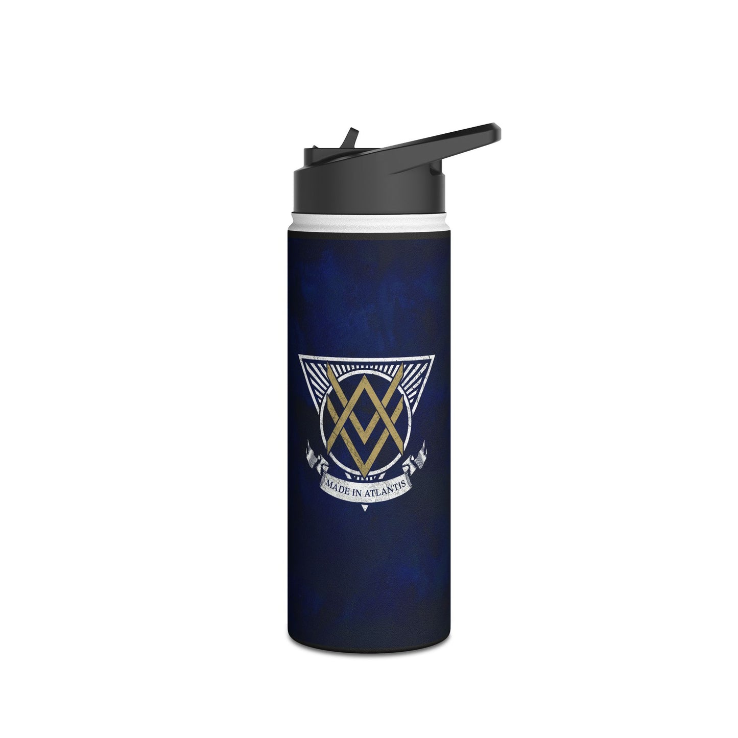 SUMMER COLLECTION - Steel Water Bottle Navy (Gold-White Print)