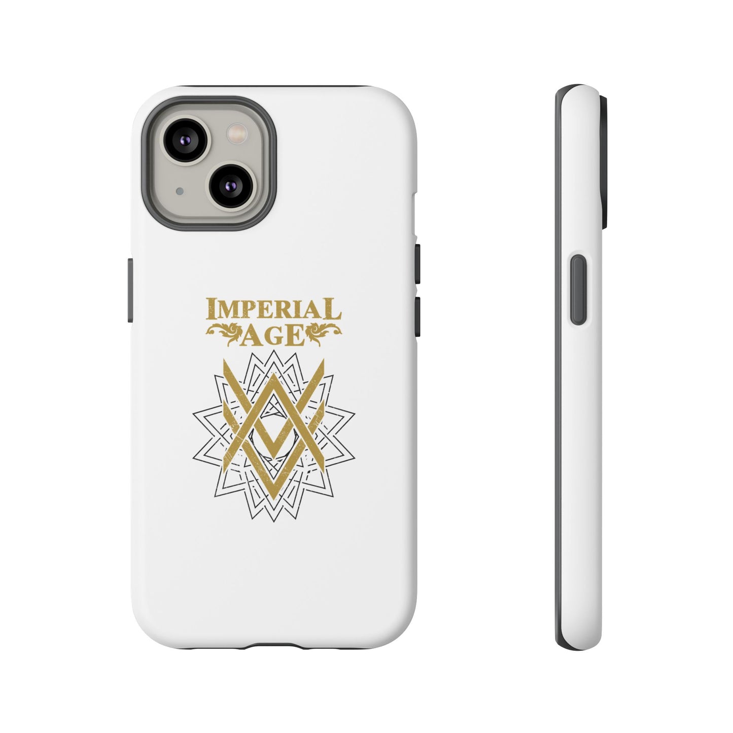 SUMMER COLLECTION - Tough iPhone Case White (Gold-Black Print)