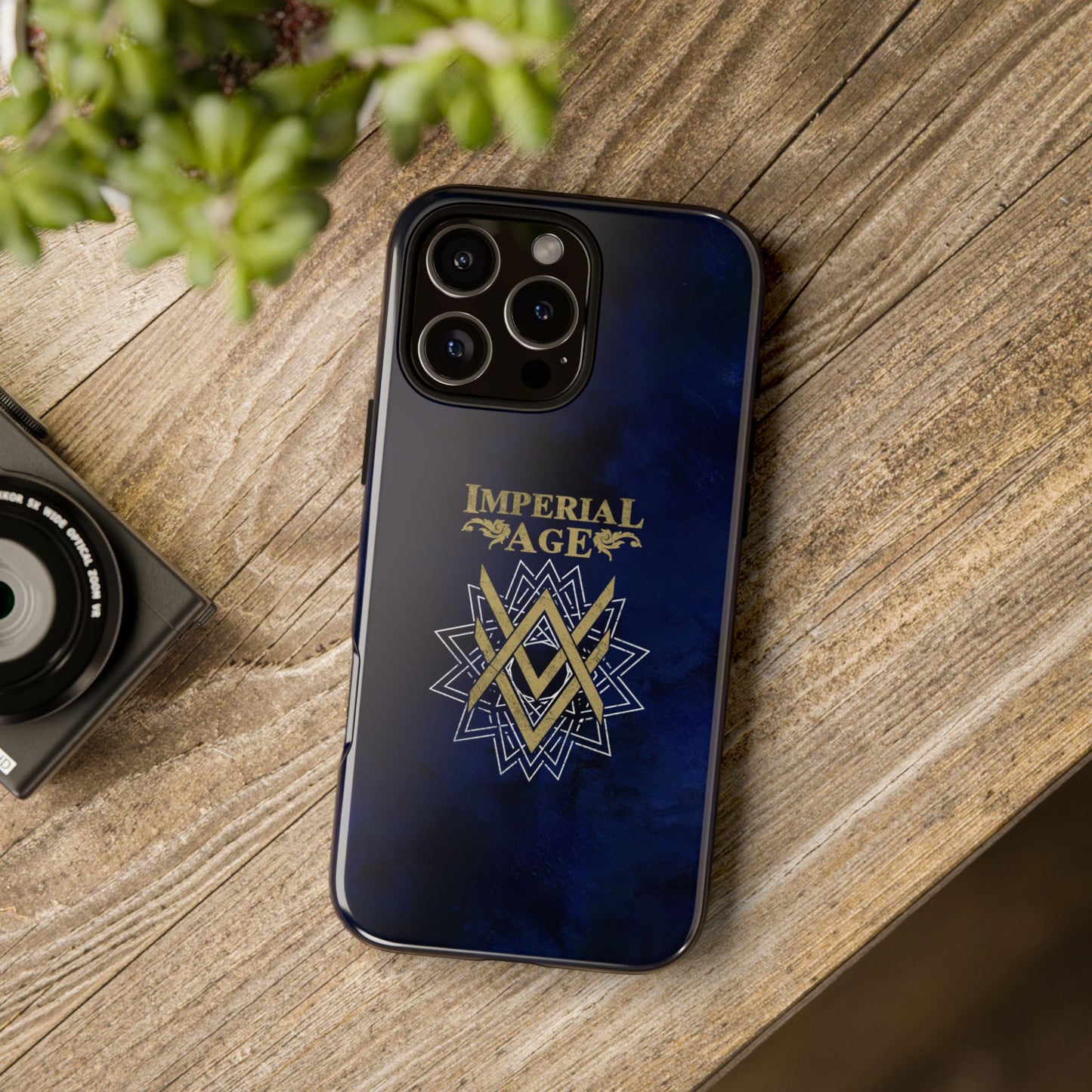 SUMMER COLLECTION - Tough iPhone Case Navy (Gold-White Print)