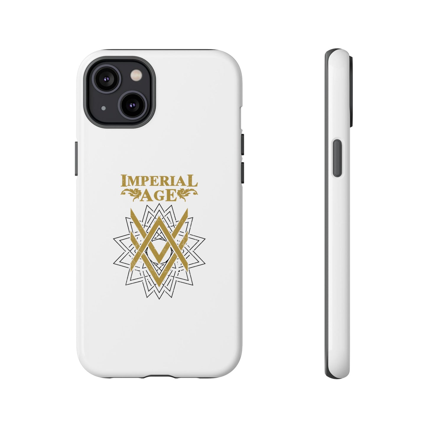SUMMER COLLECTION - Tough iPhone Case White (Gold-Black Print)