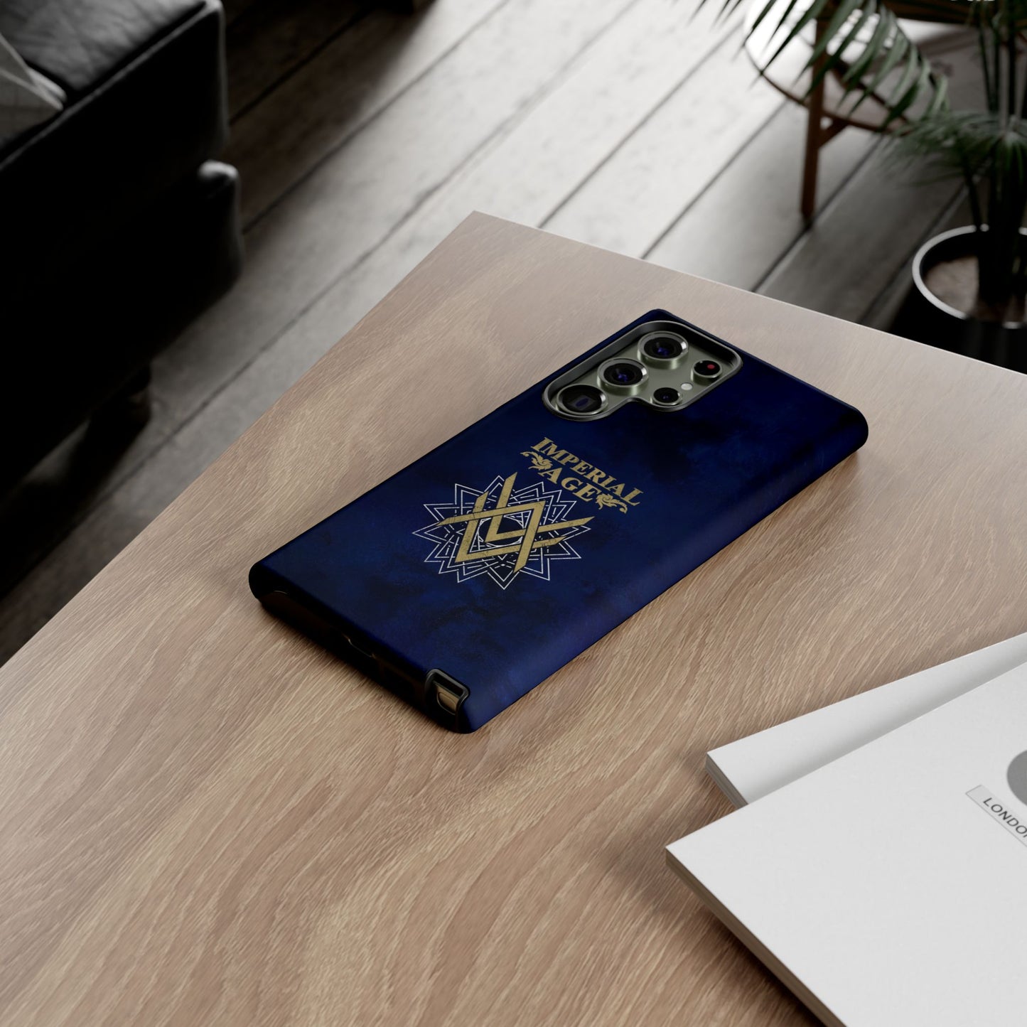 SUMMER COLLECTION - Tough Samsung Galaxy Case Navy (Gold-White Print)