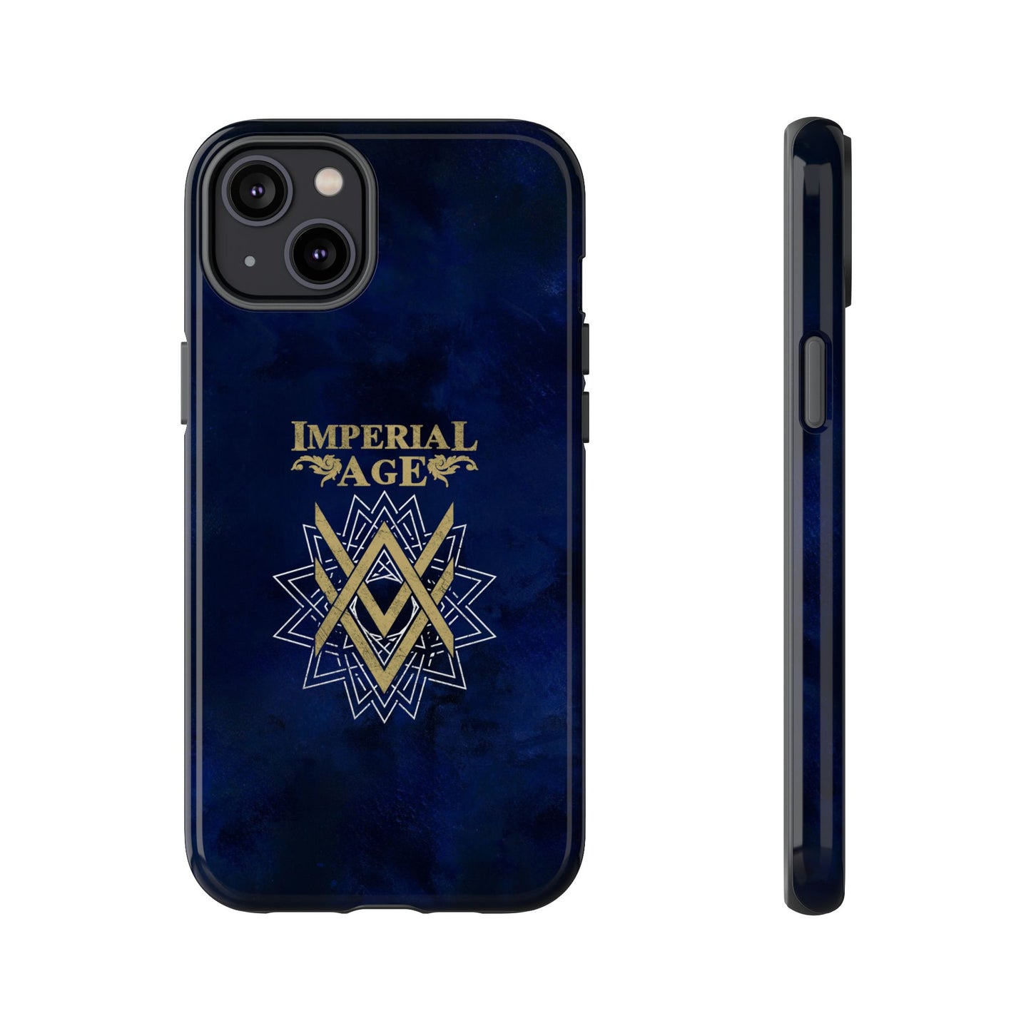 SUMMER COLLECTION - Tough iPhone Case Navy (Gold-White Print)
