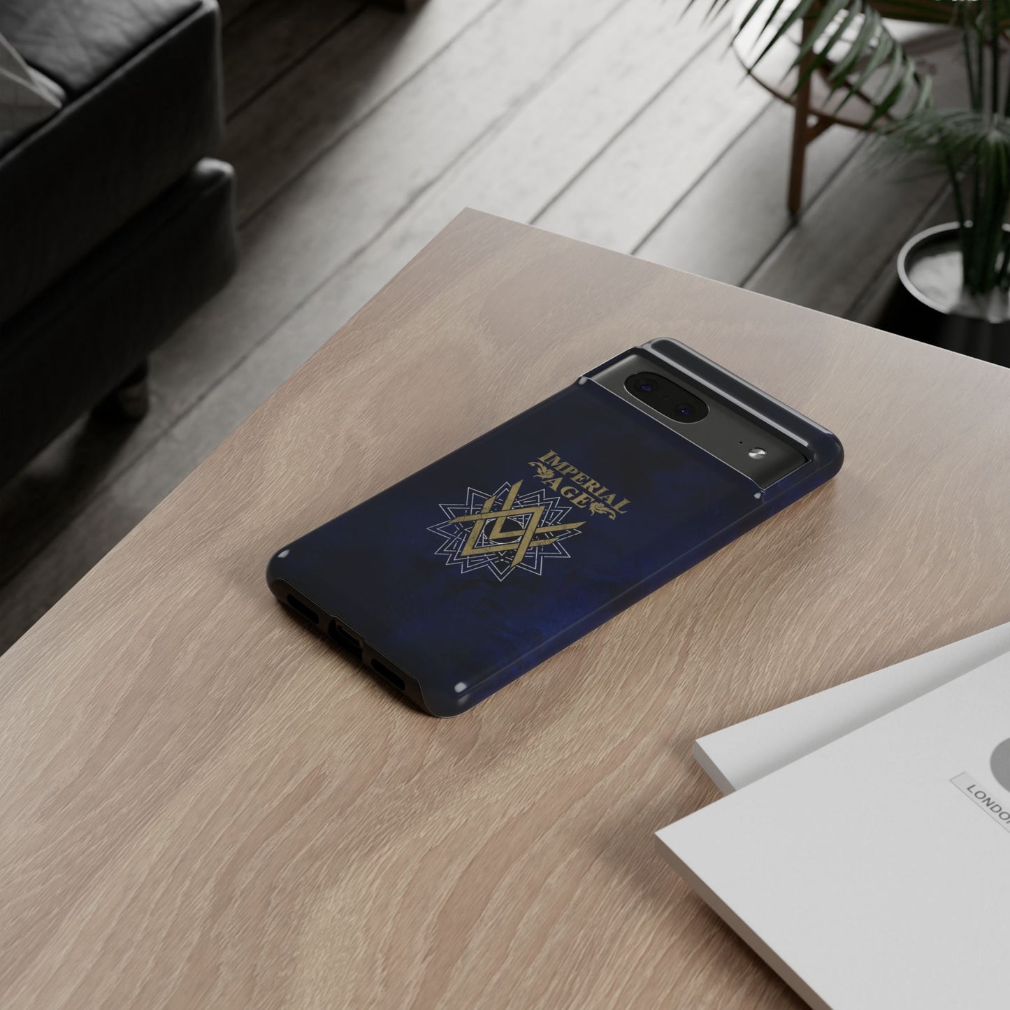 SUMMER COLLECTION - Tough Google Pixel Case Navy (Gold-White Print)