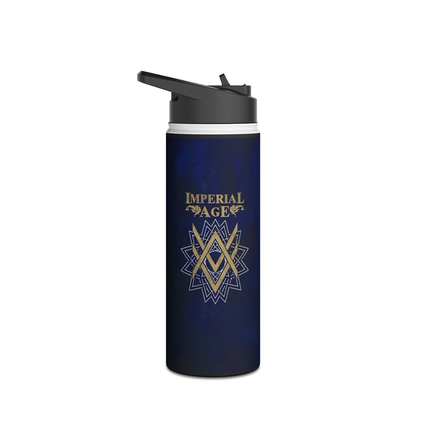 SUMMER COLLECTION - Steel Water Bottle Navy (Gold-White Print)
