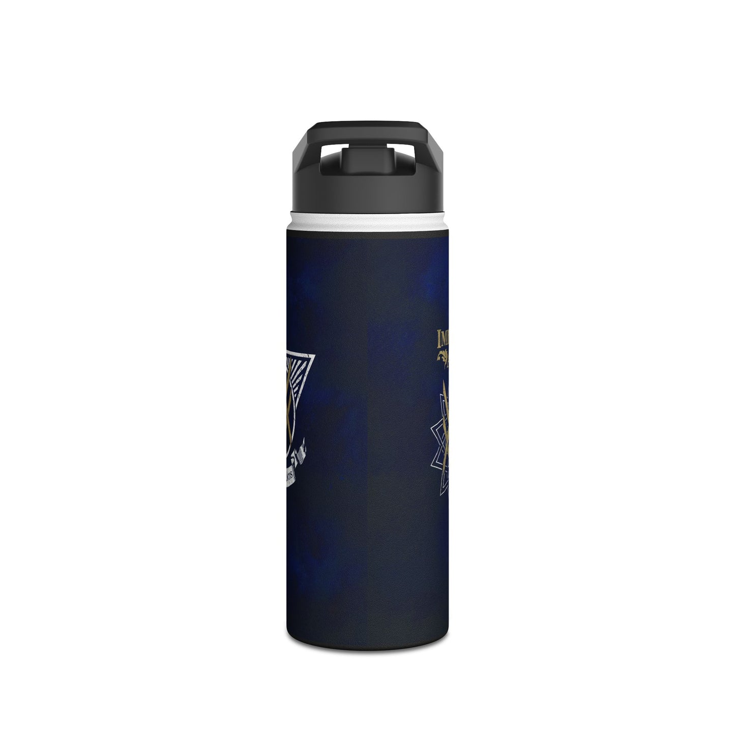 SUMMER COLLECTION - Steel Water Bottle Navy (Gold-White Print)