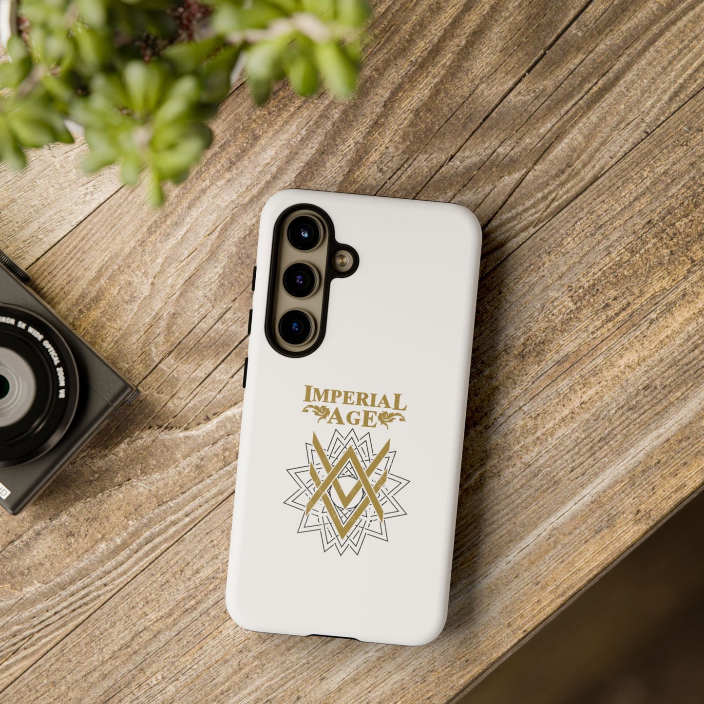 SUMMER COLLECTION - Tough Samsung Galaxy Case White (Gold-Black Print)