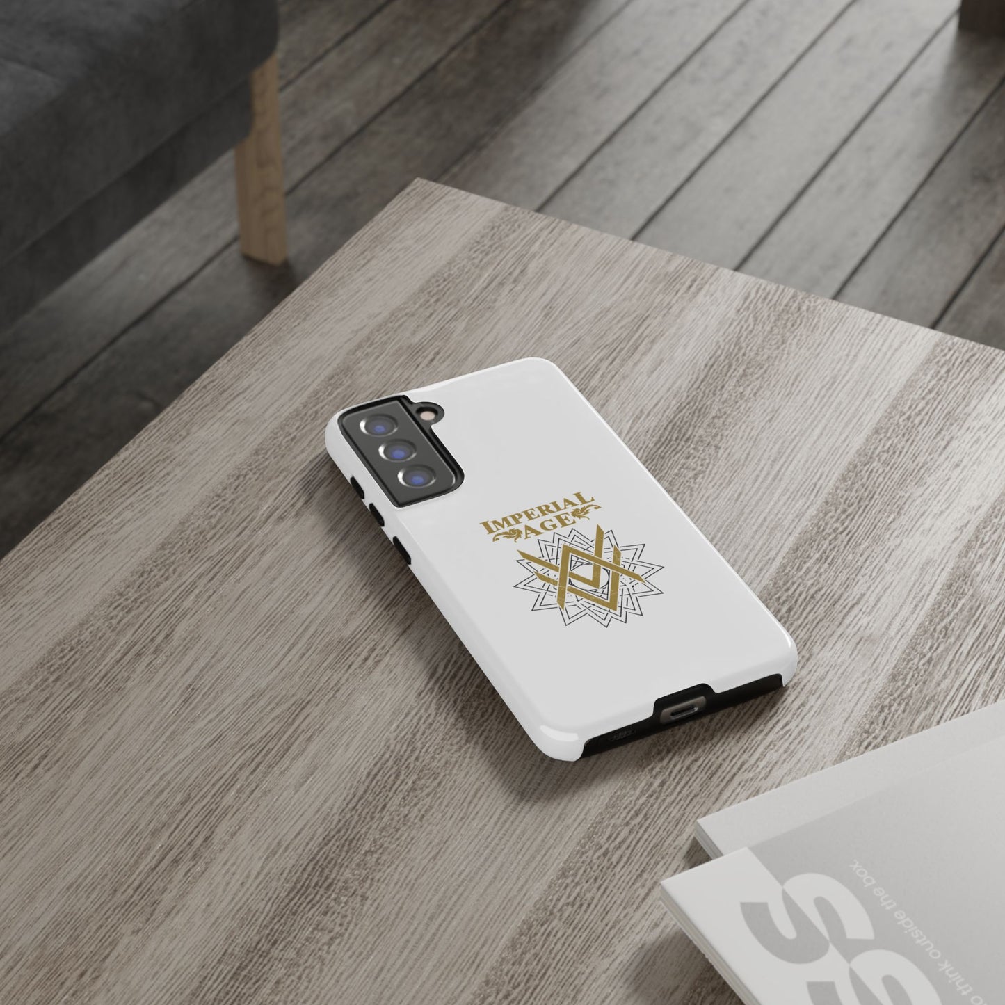 SUMMER COLLECTION - Tough Samsung Galaxy Case White (Gold-Black Print)