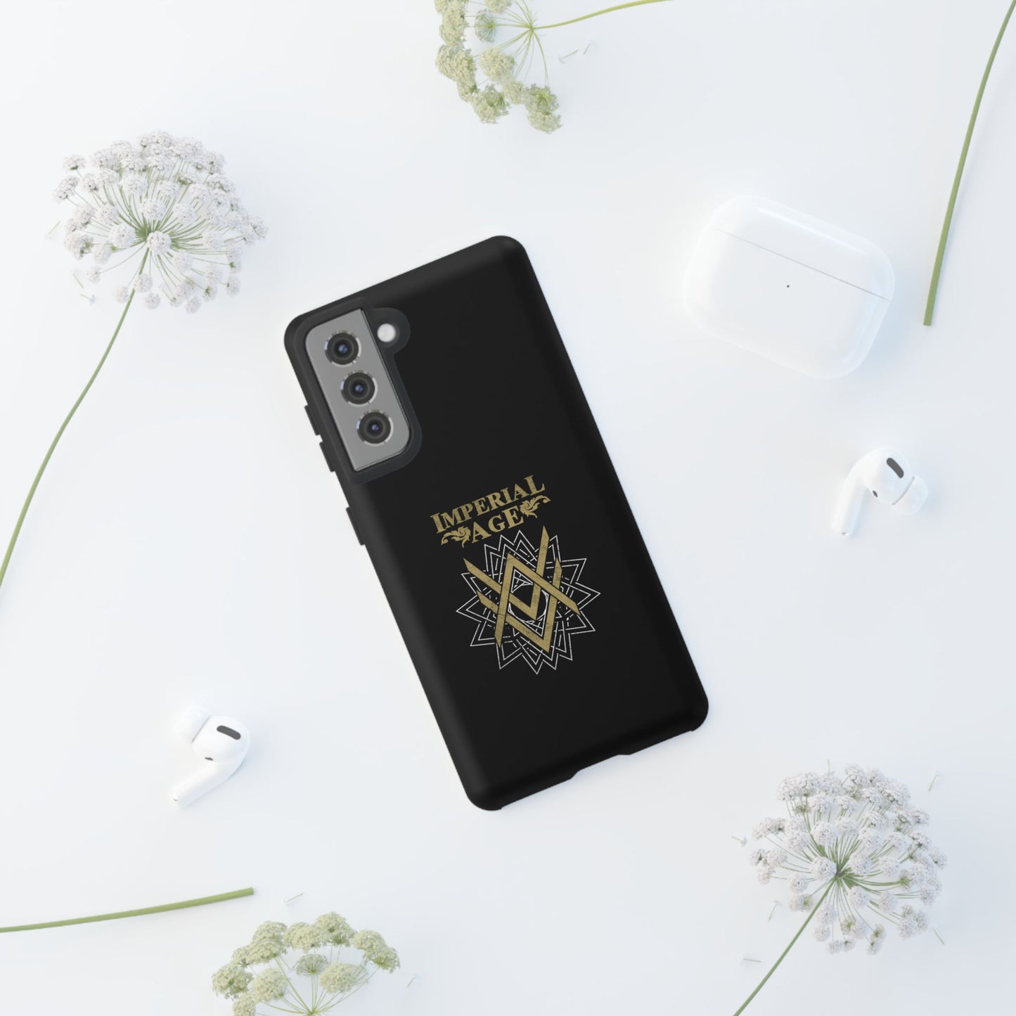 SUMMER COLLECTION - Tough Samsung Galaxy Case Black (Gold-White Print)