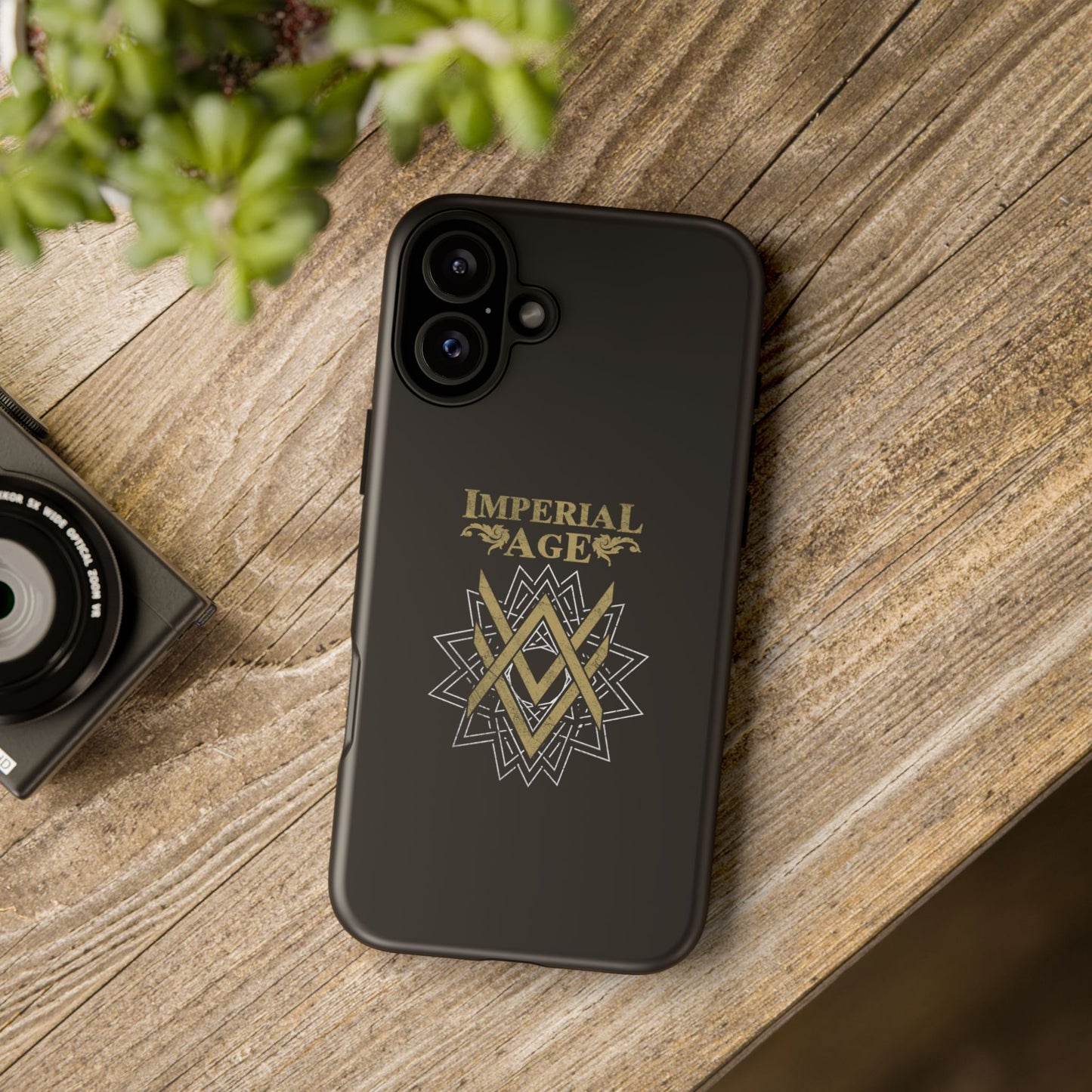 SUMMER COLLECTION - Tough iPhone Case Black (Gold-White Print)