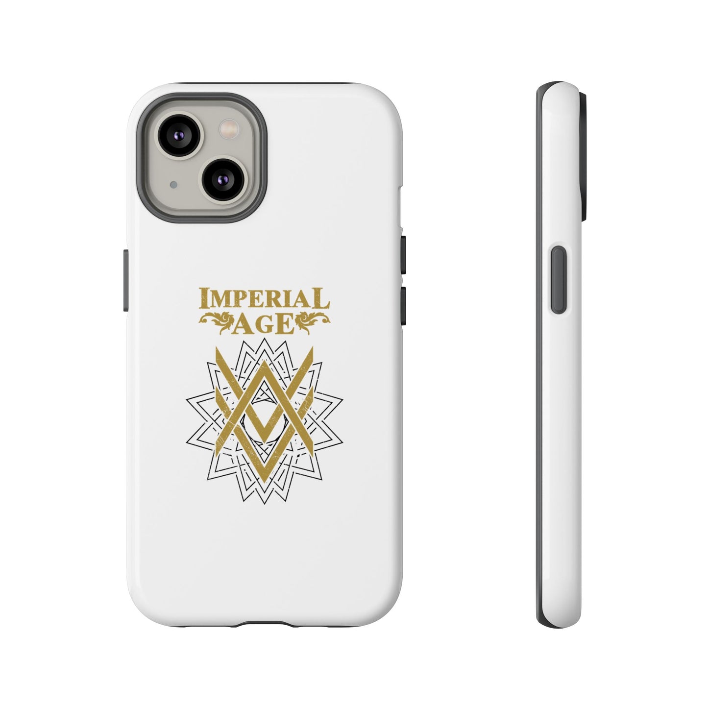 SUMMER COLLECTION - Tough iPhone Case White (Gold-Black Print)