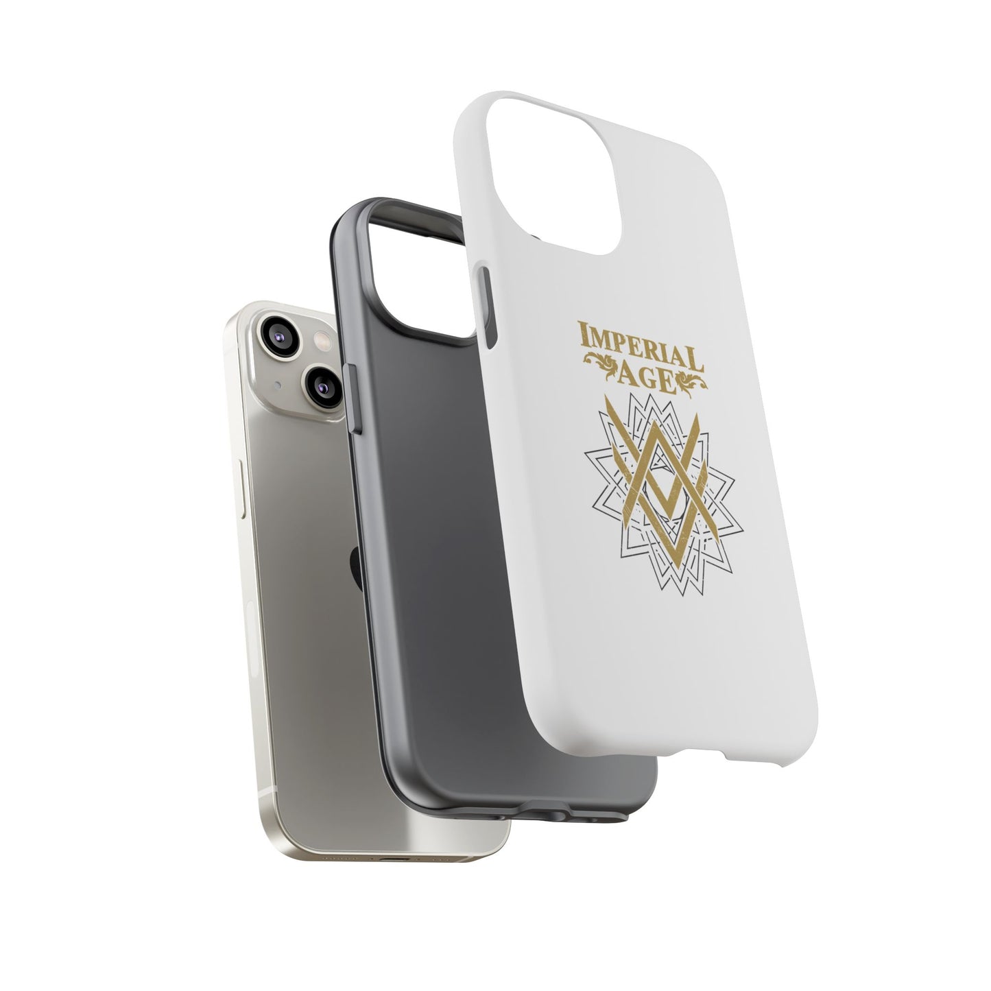 SUMMER COLLECTION - Tough iPhone Case White (Gold-Black Print)