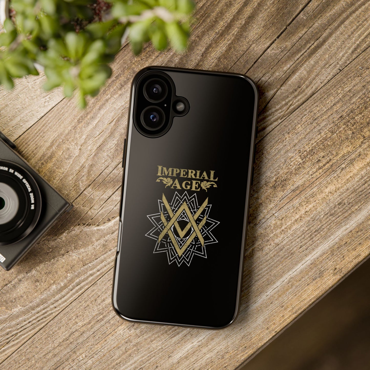 SUMMER COLLECTION - Tough iPhone Case Black (Gold-White Print)