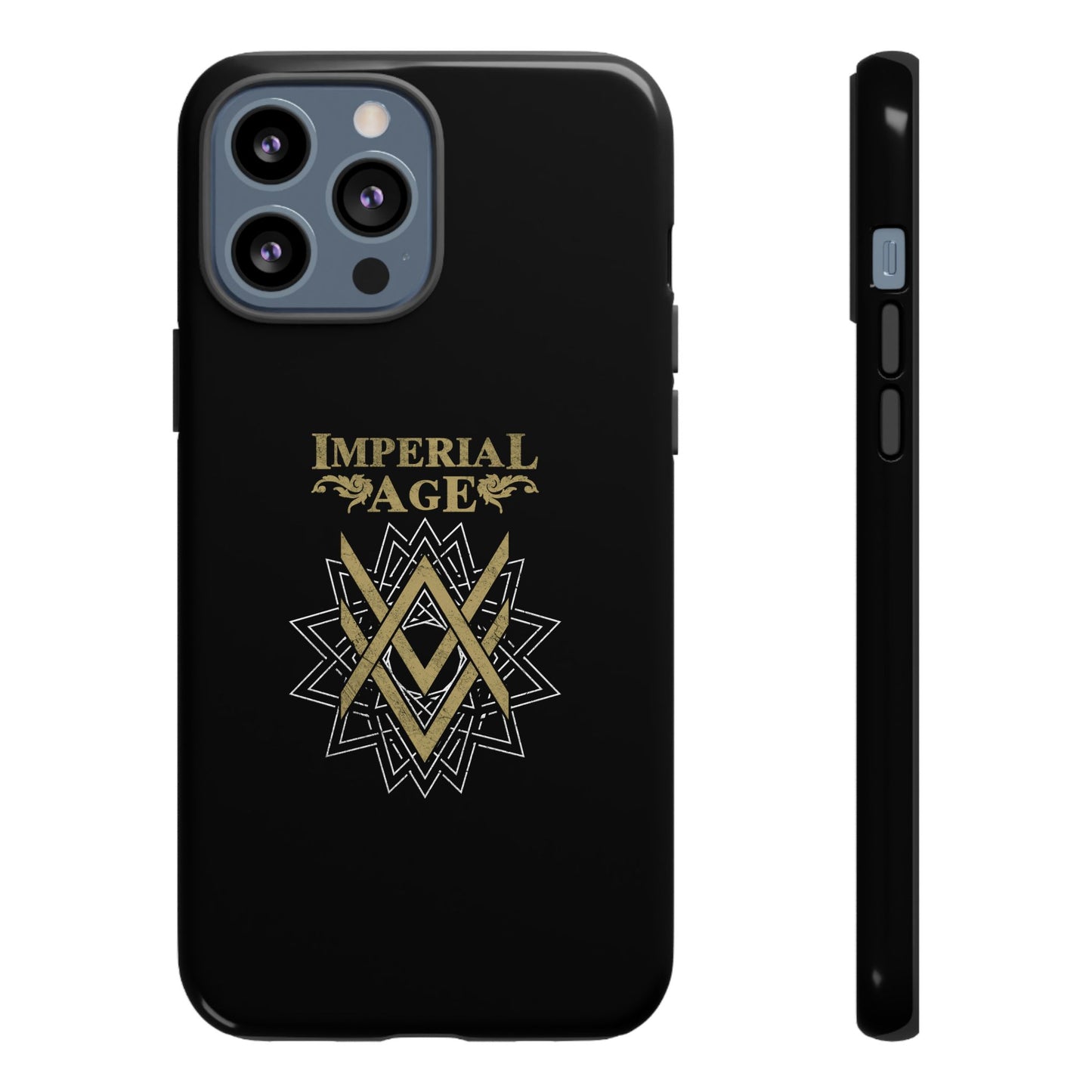 SUMMER COLLECTION - Tough iPhone Case Black (Gold-White Print)