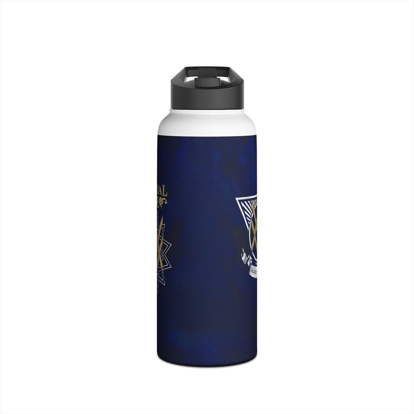 SUMMER COLLECTION - Steel Water Bottle Navy (Gold-White Print)