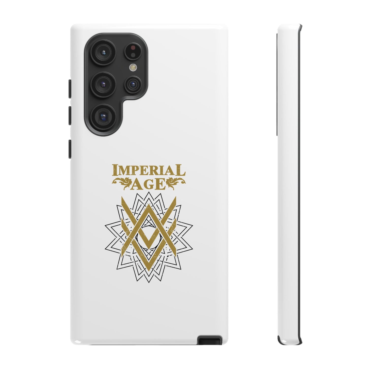 SUMMER COLLECTION - Tough Samsung Galaxy Case White (Gold-Black Print)