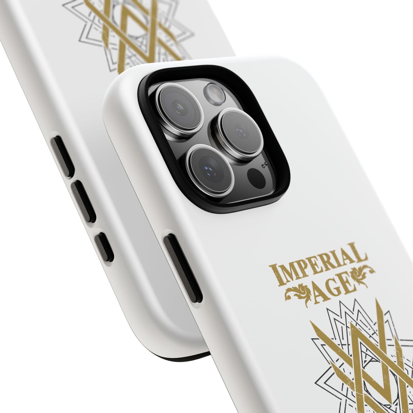 SUMMER COLLECTION - Tough iPhone Case White (Gold-Black Print)