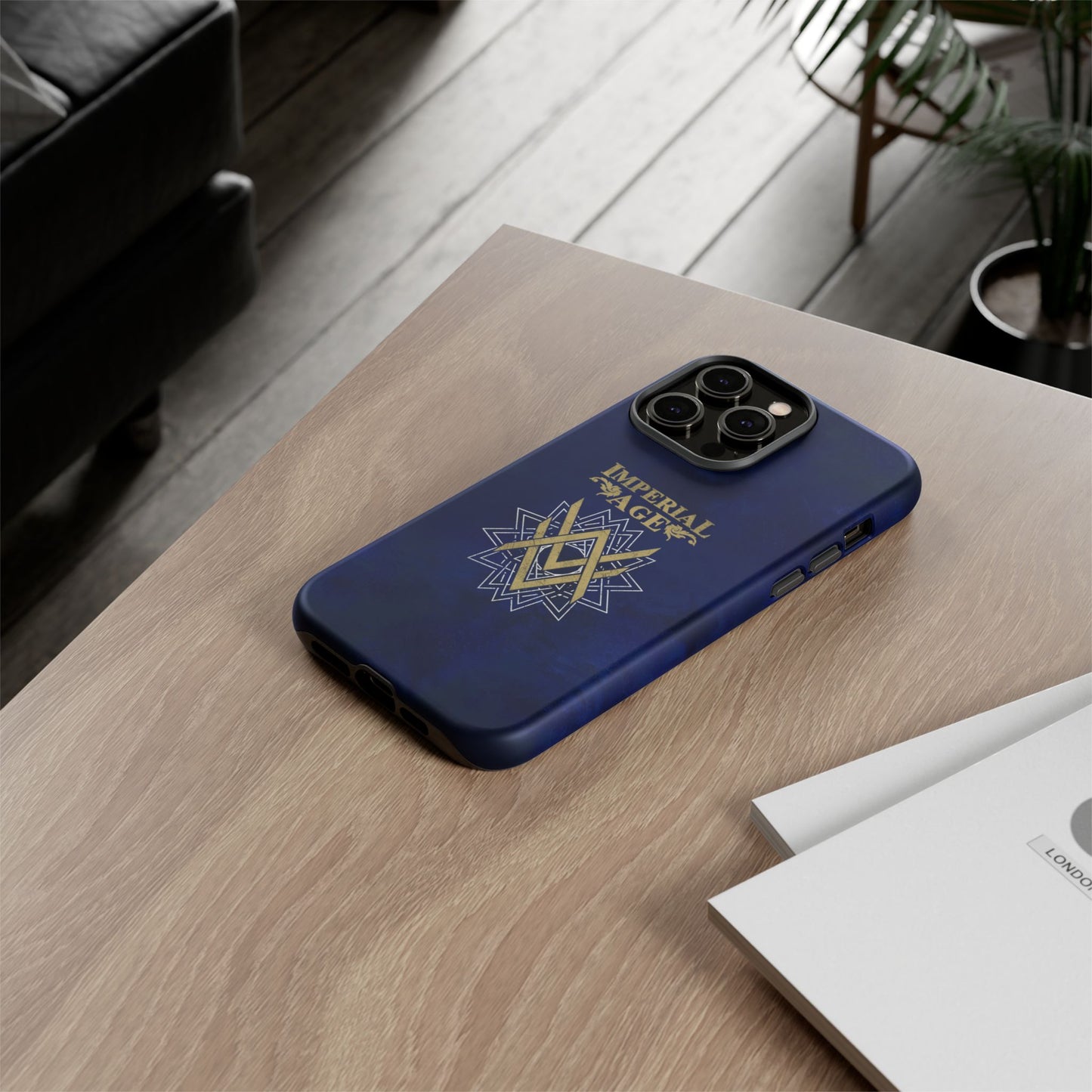 SUMMER COLLECTION - Tough iPhone Case Navy (Gold-White Print)