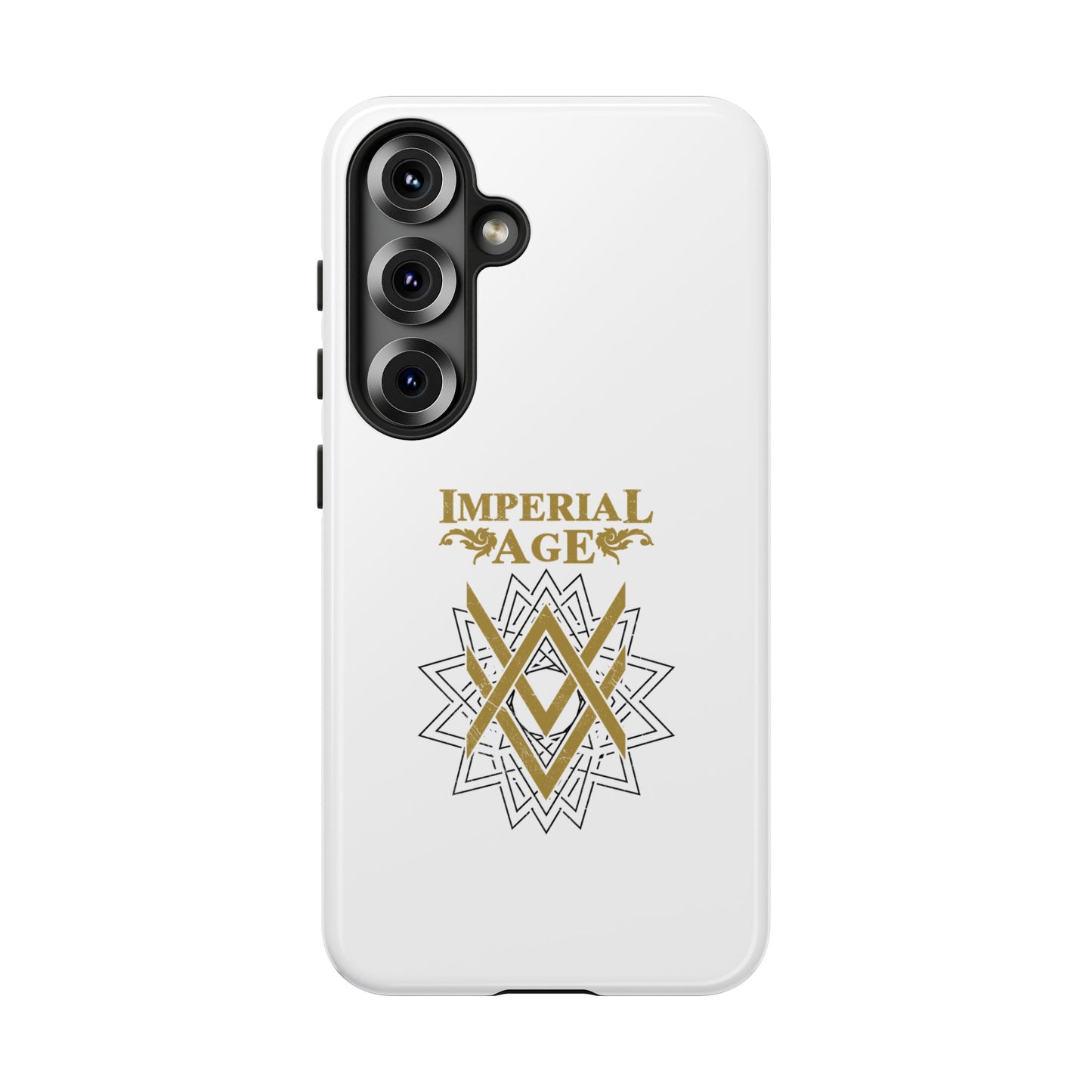 SUMMER COLLECTION - Tough Samsung Galaxy Case White (Gold-Black Print)