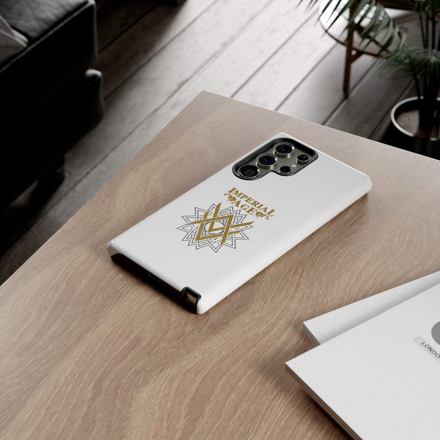 SUMMER COLLECTION - Tough Samsung Galaxy Case White (Gold-Black Print)