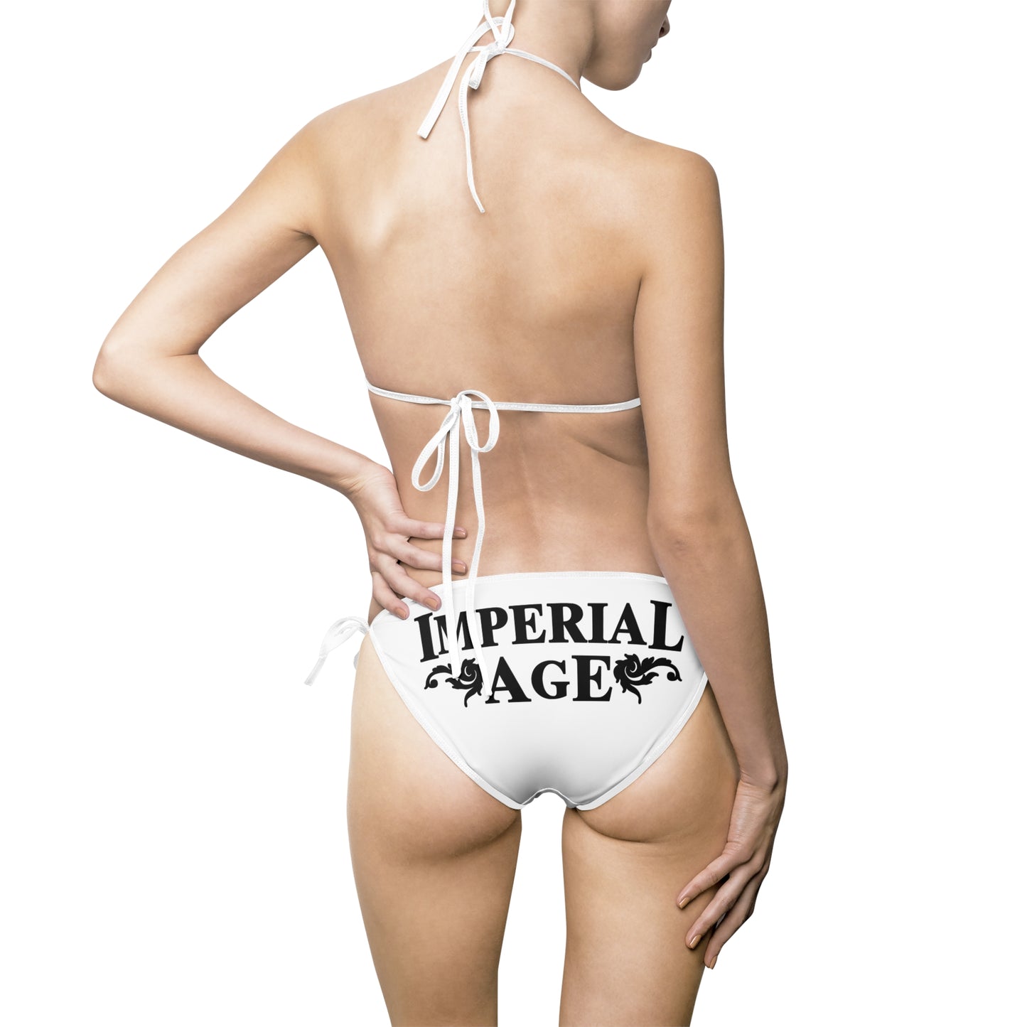 SUMMER COLLECTION - Women's Bikini Swimsuit White (Black Print)