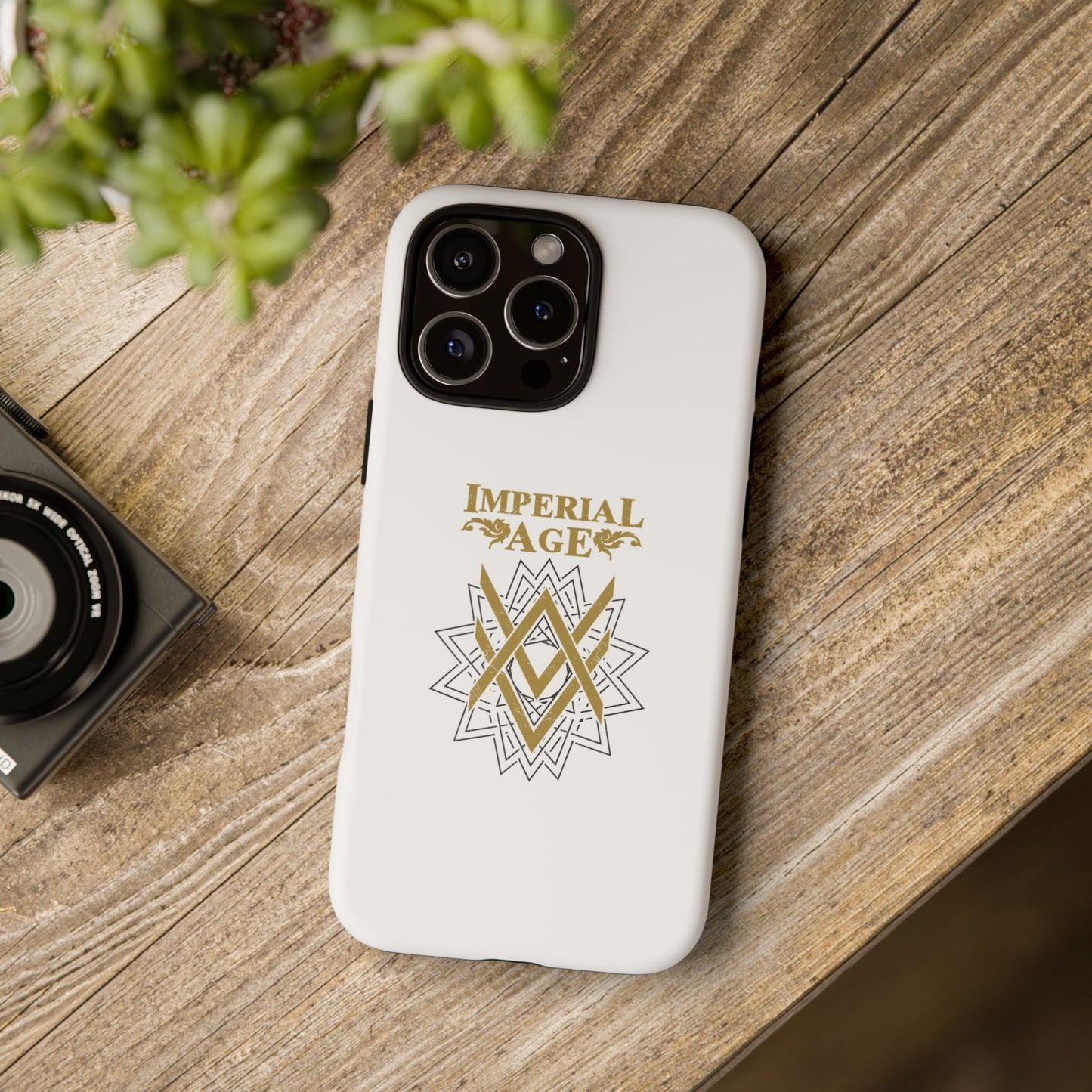 SUMMER COLLECTION - Tough iPhone Case White (Gold-Black Print)