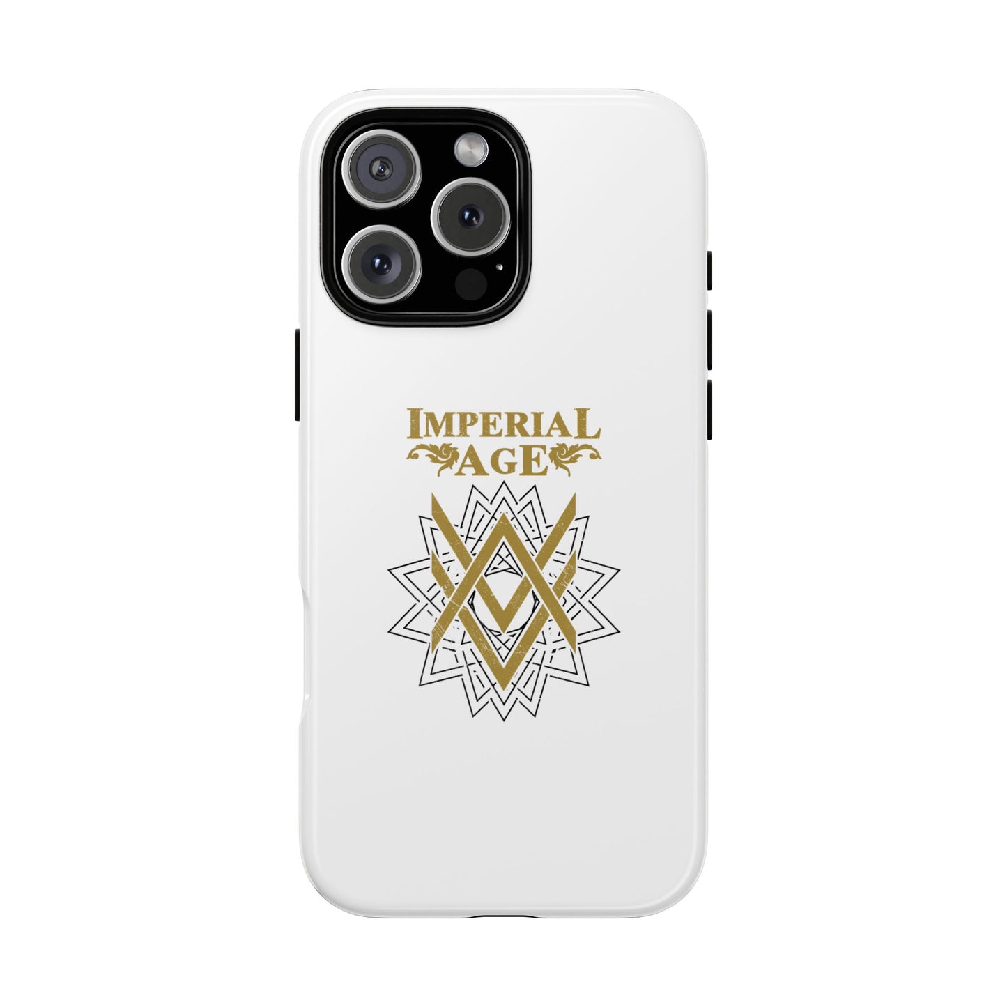 SUMMER COLLECTION - Tough iPhone Case White (Gold-Black Print)