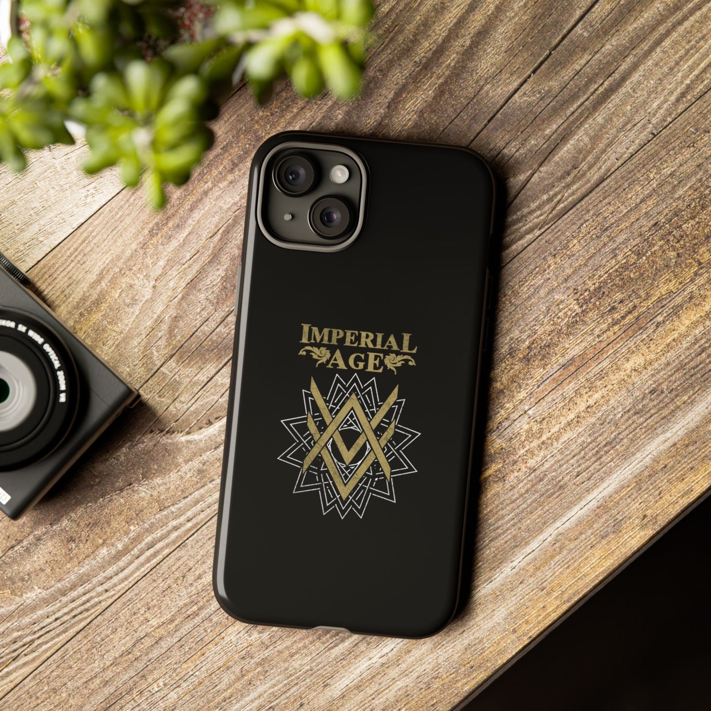 SUMMER COLLECTION - Tough iPhone Case Black (Gold-White Print)