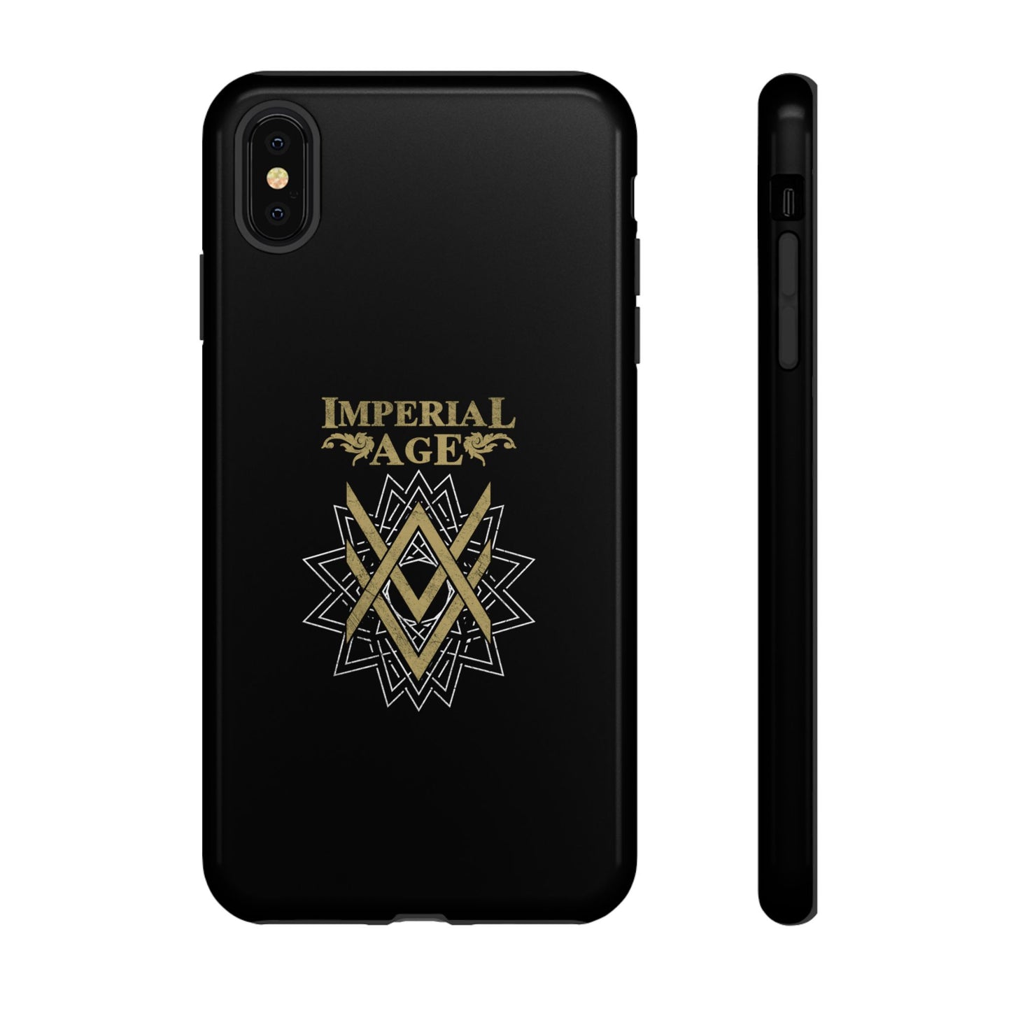 SUMMER COLLECTION - Tough iPhone Case Black (Gold-White Print)