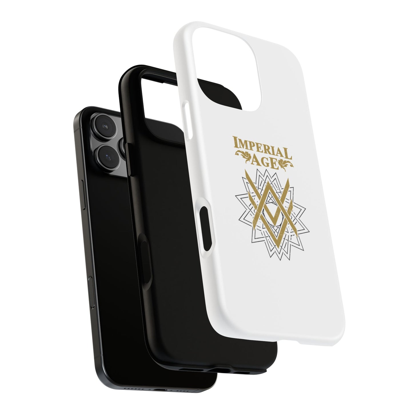 SUMMER COLLECTION - Tough iPhone Case White (Gold-Black Print)