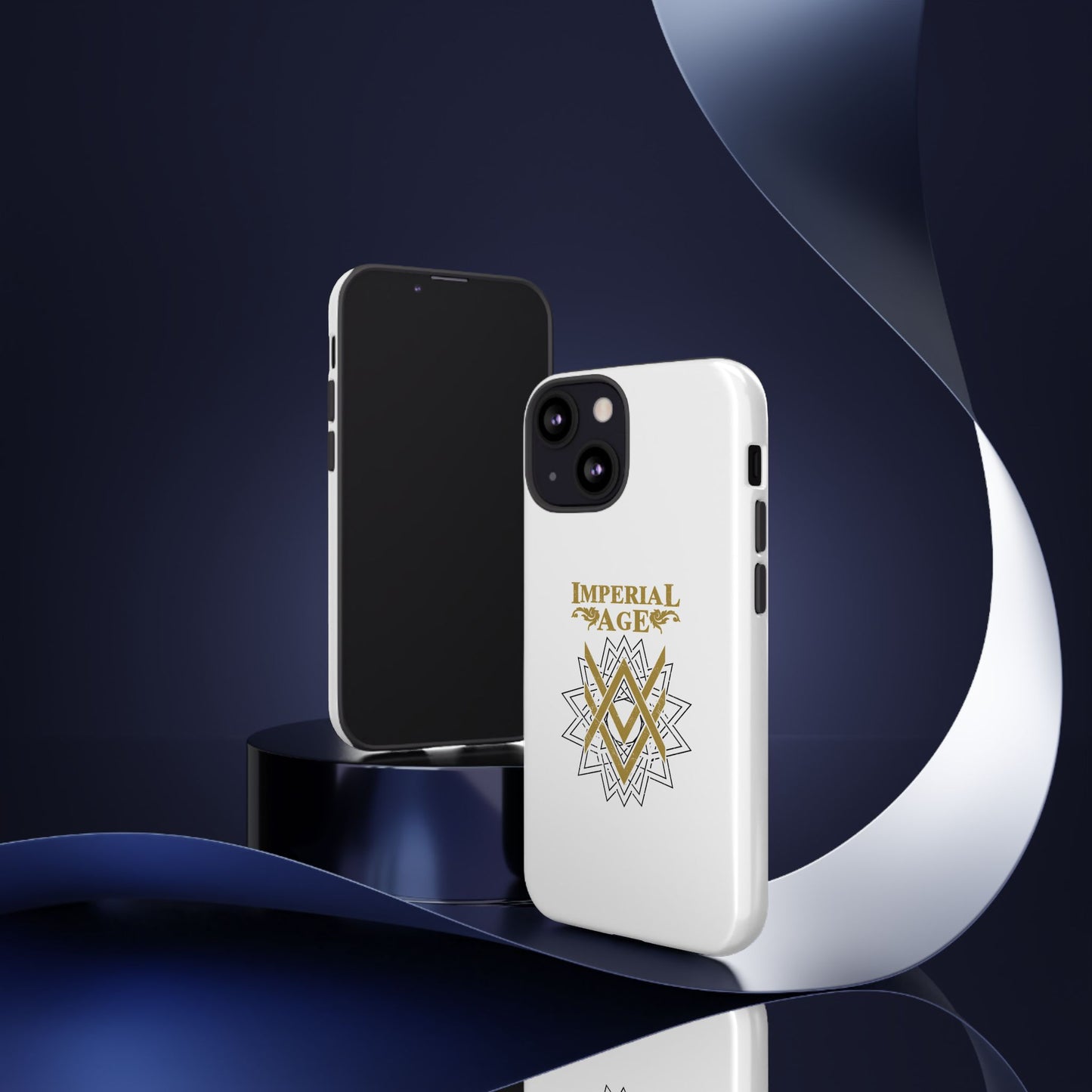 SUMMER COLLECTION - Tough iPhone Case White (Gold-Black Print)