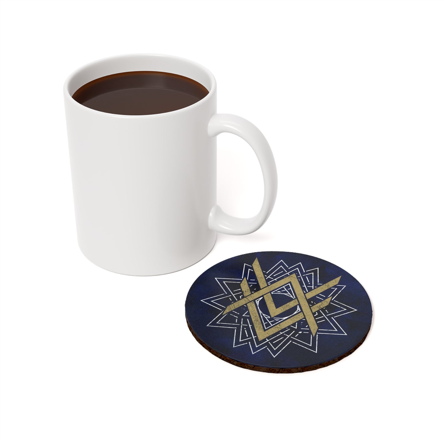 SUMMER COLLECTION - Cork Coaster Navy (Gold-White Print)