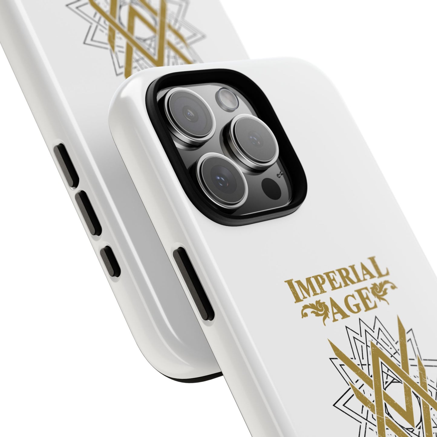 SUMMER COLLECTION - Tough iPhone Case White (Gold-Black Print)