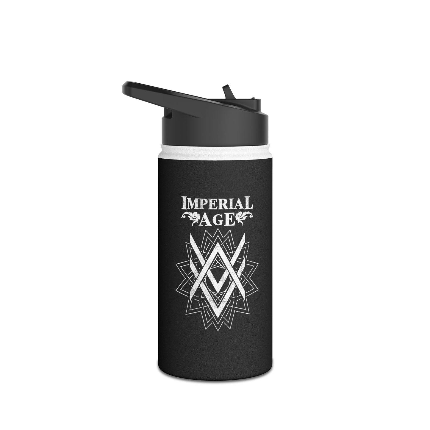 SUMMER COLLECTION - Steel Water Bottle Black (White Print)