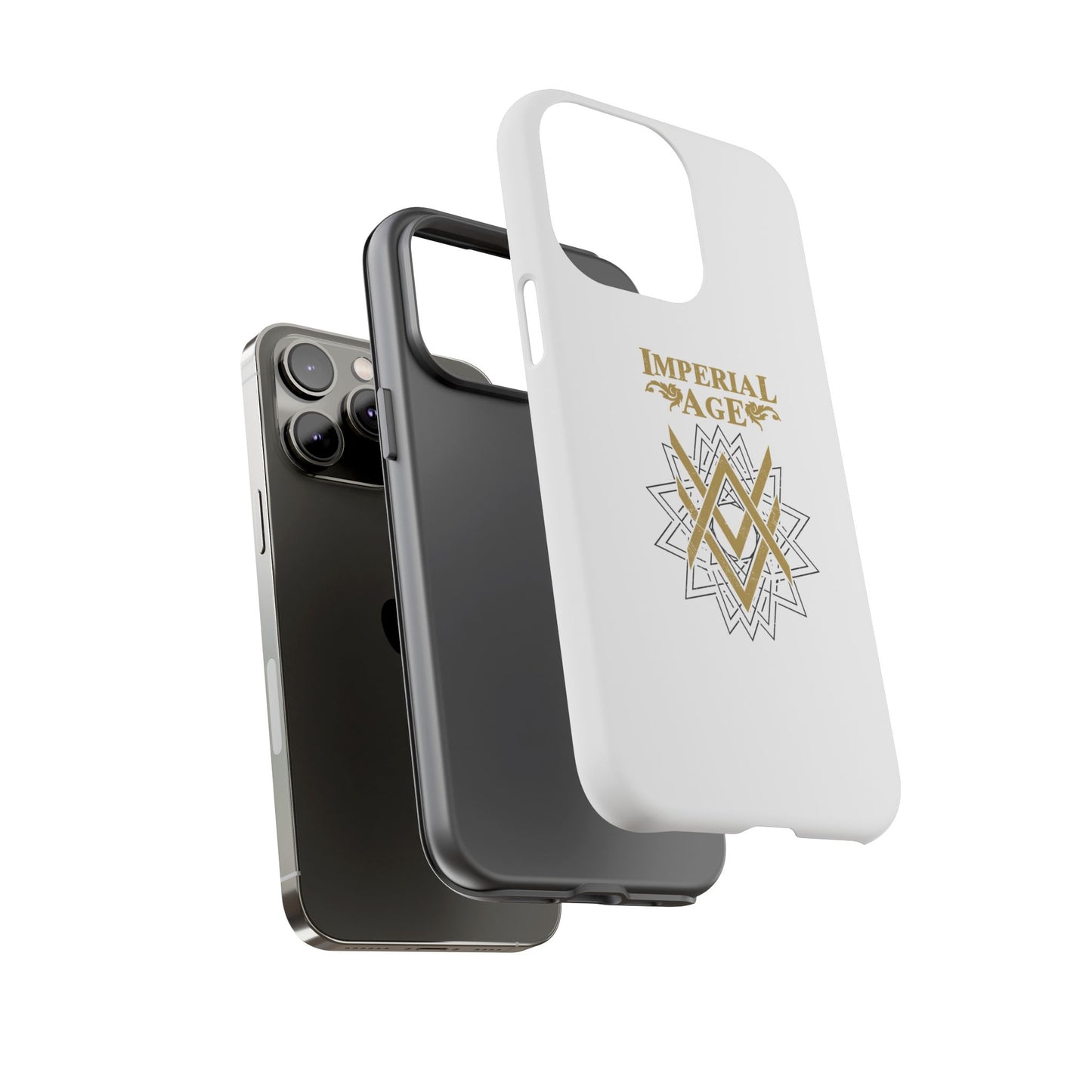 SUMMER COLLECTION - Tough iPhone Case White (Gold-Black Print)