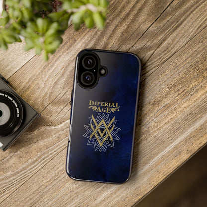 SUMMER COLLECTION - Tough iPhone Case Navy (Gold-White Print)